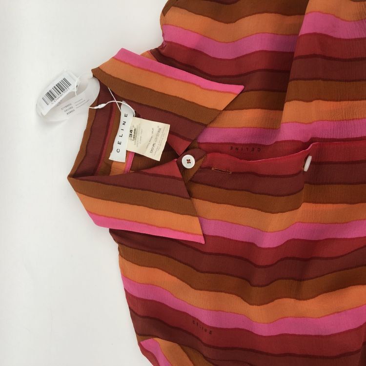 Celine Celine Striped Silk Button Up Shirt Size 34 Size XS / US 0-2 / IT 36-38 - 5 Thumbnail