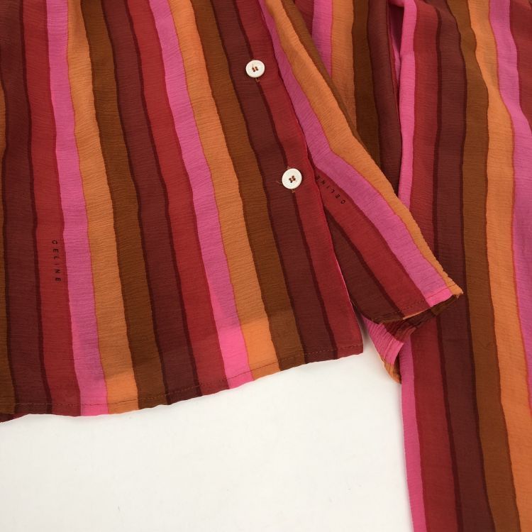 Celine Celine Striped Silk Button Up Shirt Size 34 Size XS / US 0-2 / IT 36-38 - 7 Thumbnail