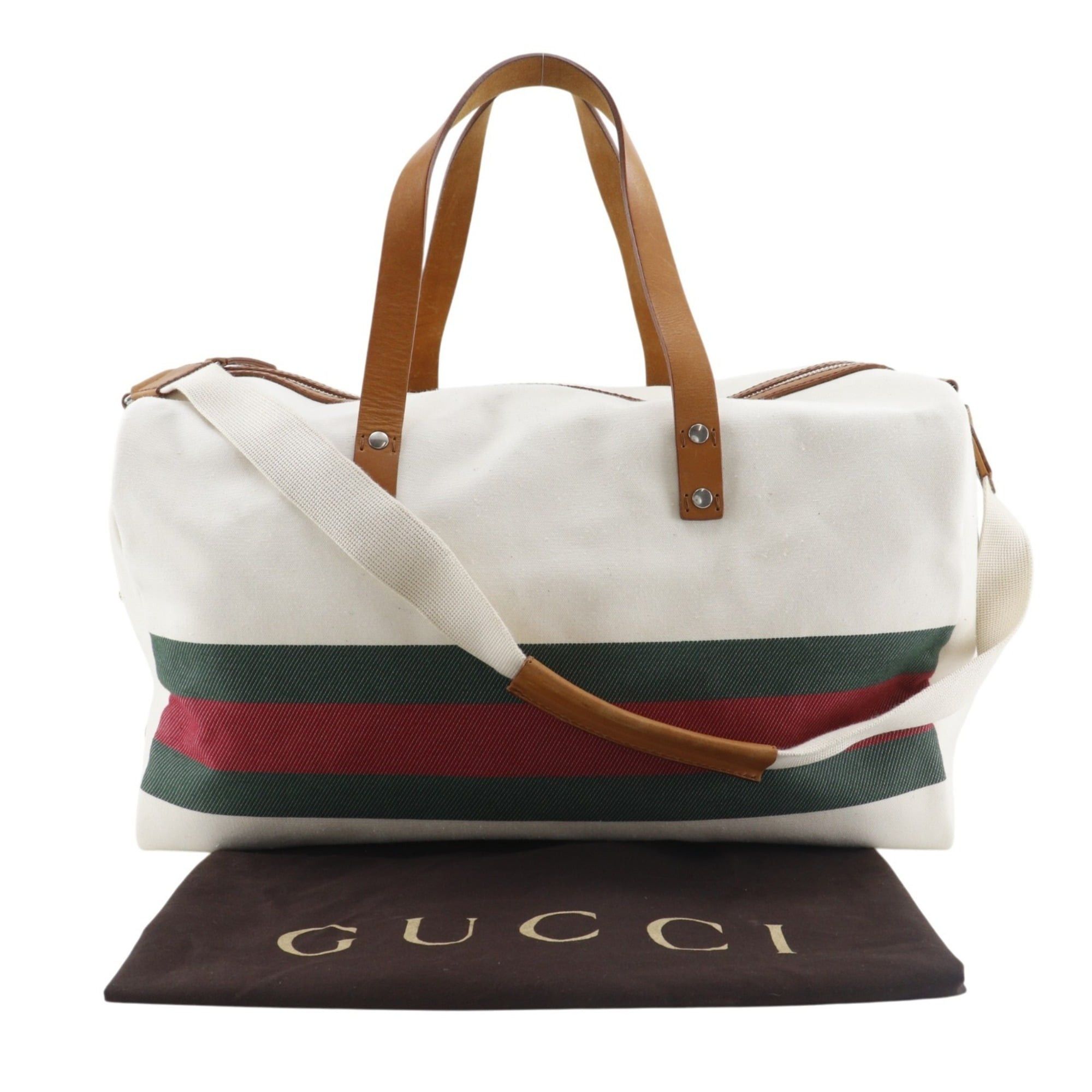 Gucci Gucci Webbing Line Boston Bag 2-Way Shoulder 256097 Canvas Off-White 2-way A4 line Unisex Size ONE SIZE - 19 Thumbnail