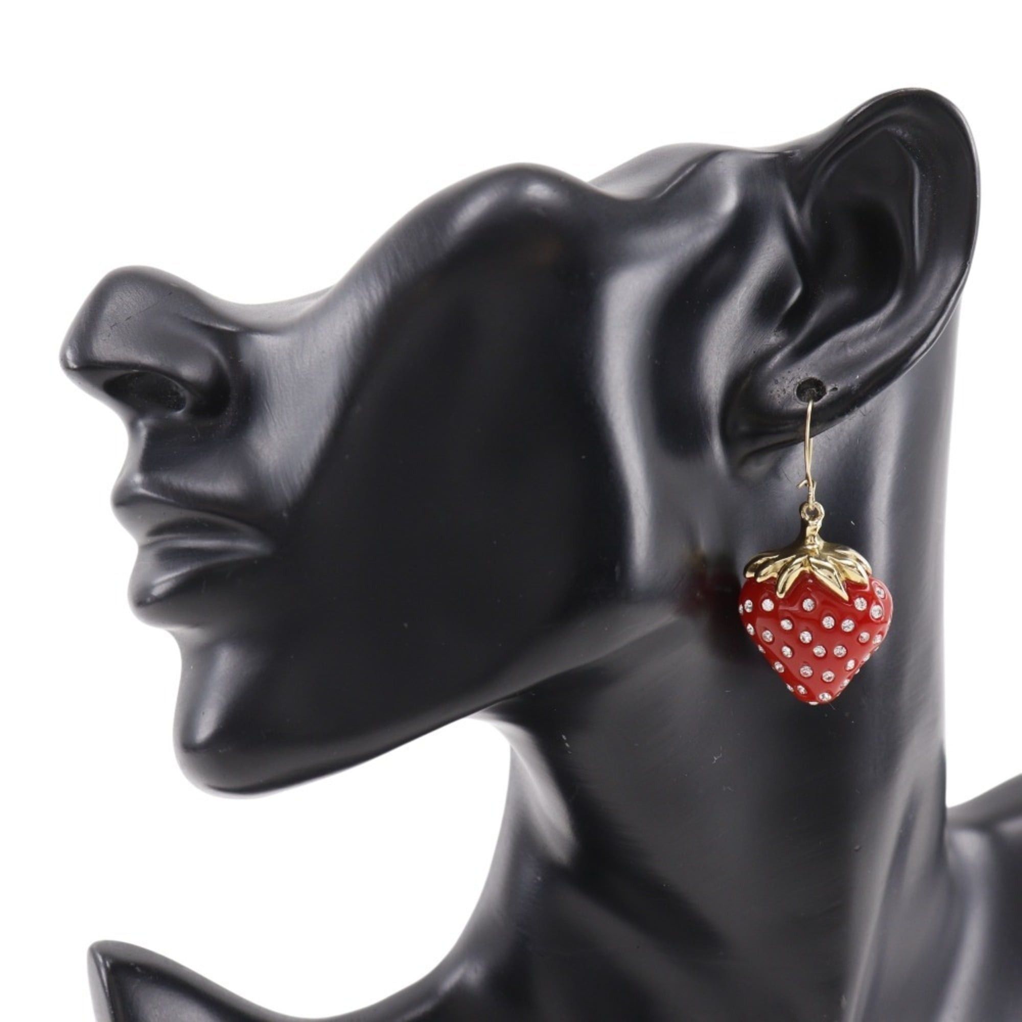 Louis Vuitton Louis Vuitton Boucles de Reilles Fraises Earrings, Strawberry Design, M64922, Resin with Rhinestones, Made in France, Pink Heart Shape, Approx. 13g, Women's. Size ONE SIZE - 2 Thumbnail