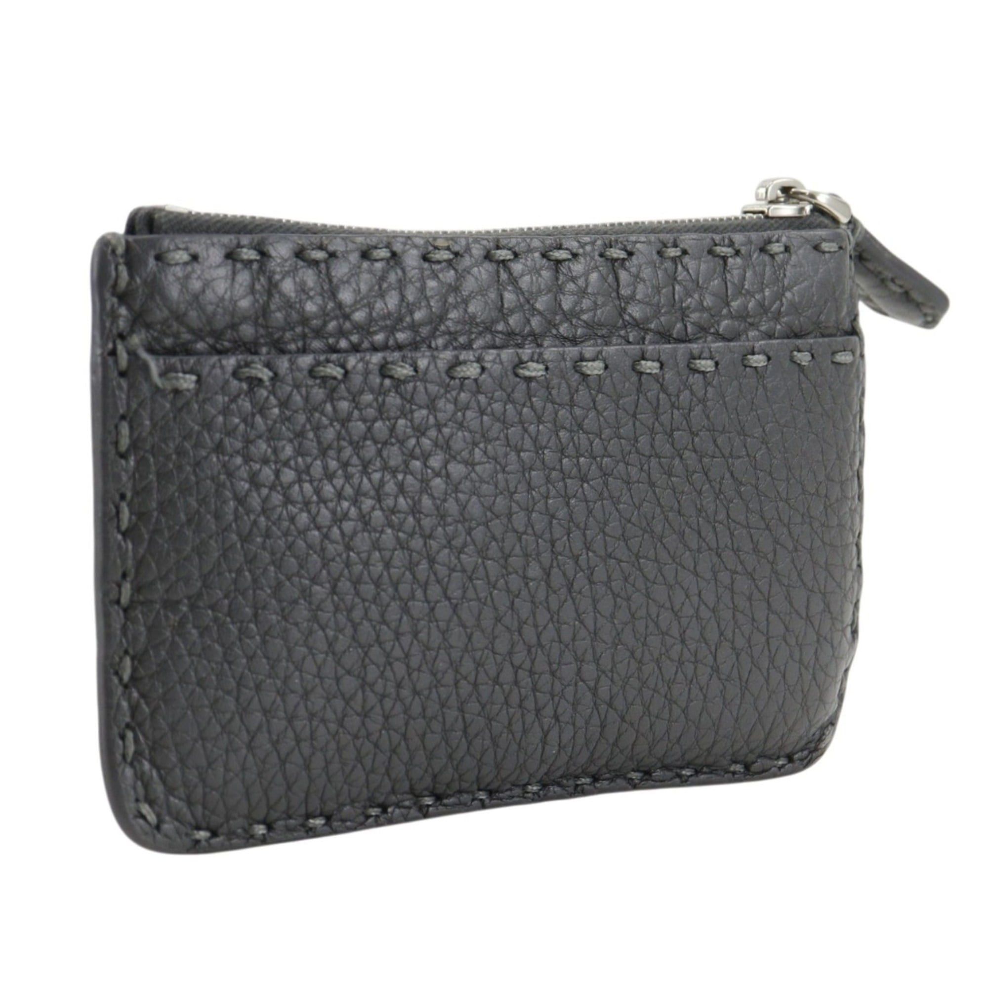 Fendi Fendi Celeria Coin Case, Leather, Gray, Unisex Size ONE SIZE - 3 Thumbnail