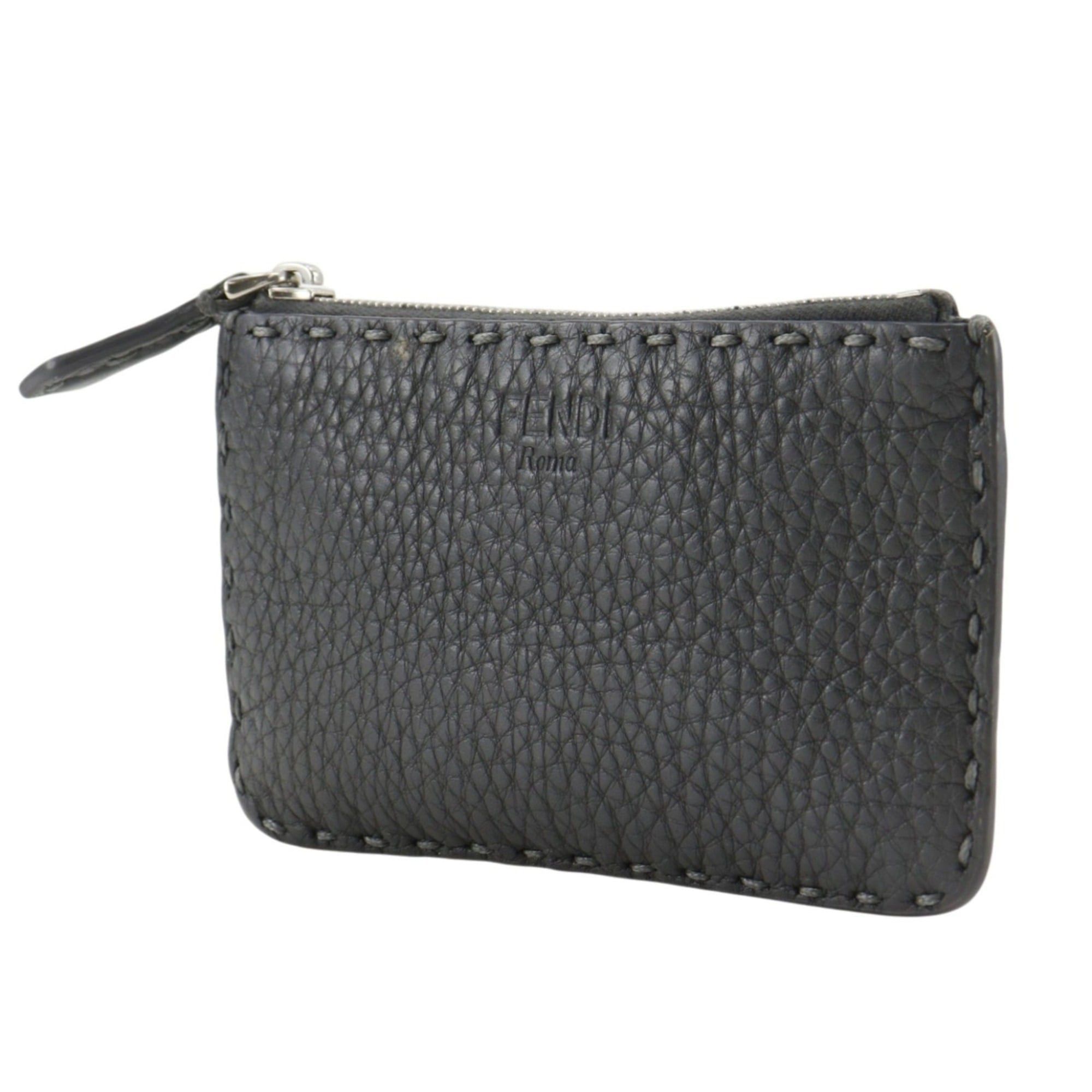 Fendi Fendi Celeria Coin Case, Leather, Gray, Unisex Size ONE SIZE - 2 Thumbnail