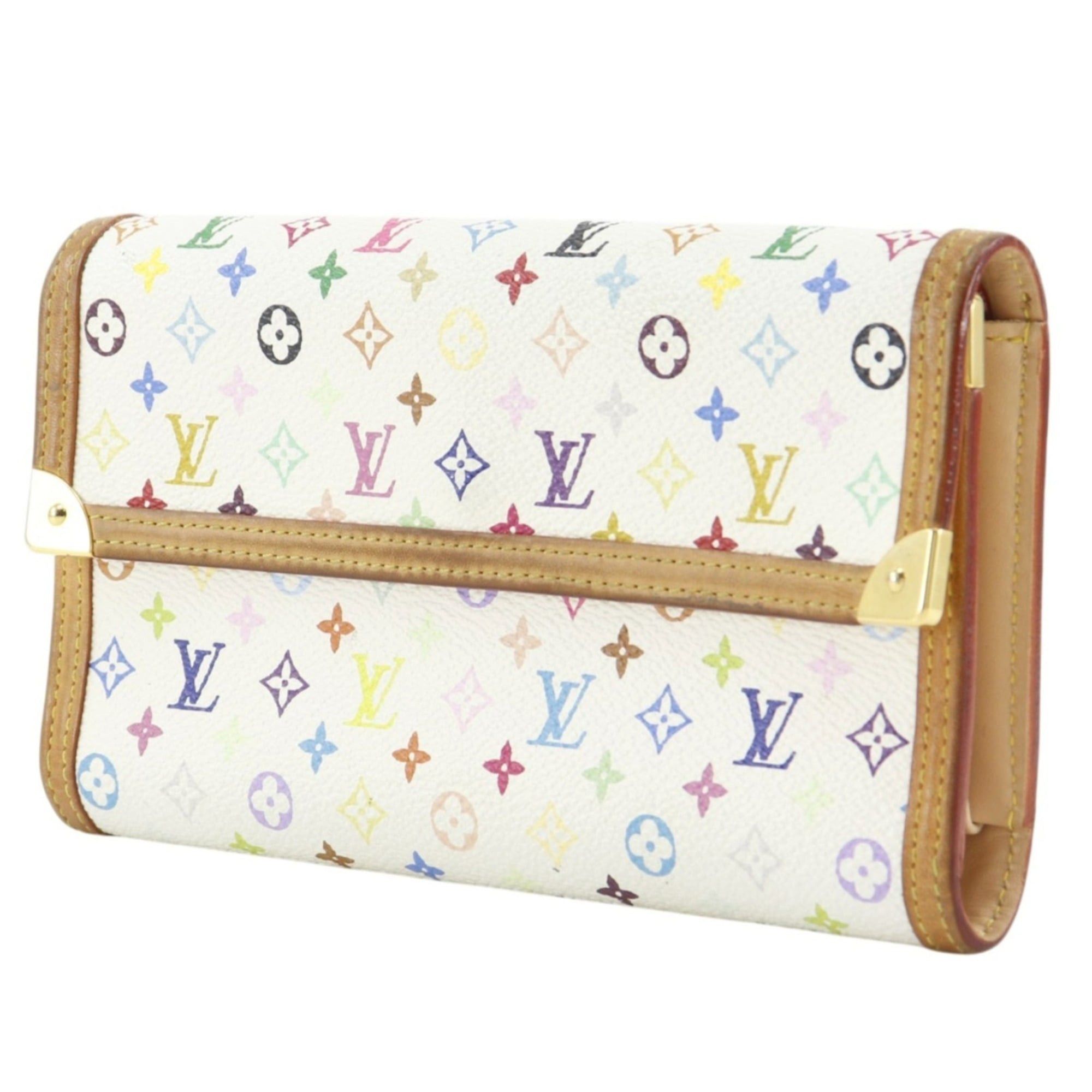 Louis Vuitton Louis Vuitton Porte Tresor International Tri-fold Long Wallet M92659 Monogram Multicolor Blanc 2006 TH0026 Snap Button Women's Size ONE SIZE - 2 Thumbnail