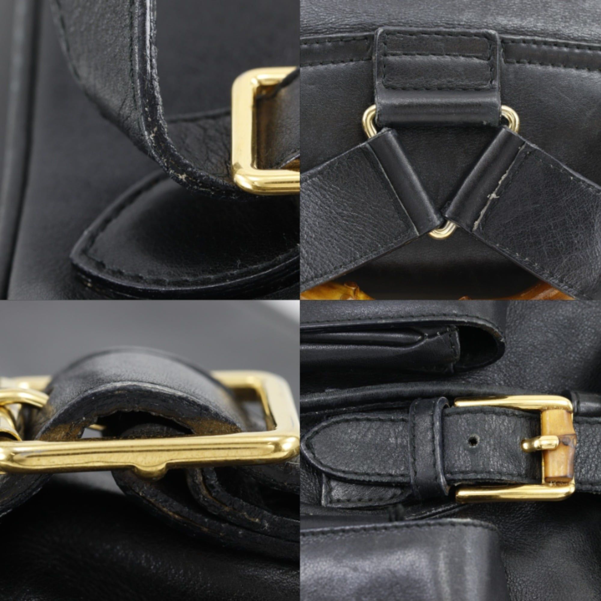 Gucci Gucci Bamboo Backpack/Daypack Bag 003.2058.0016 Leather Black 2-way A5 Flap Women's Size ONE SIZE - 15 Thumbnail
