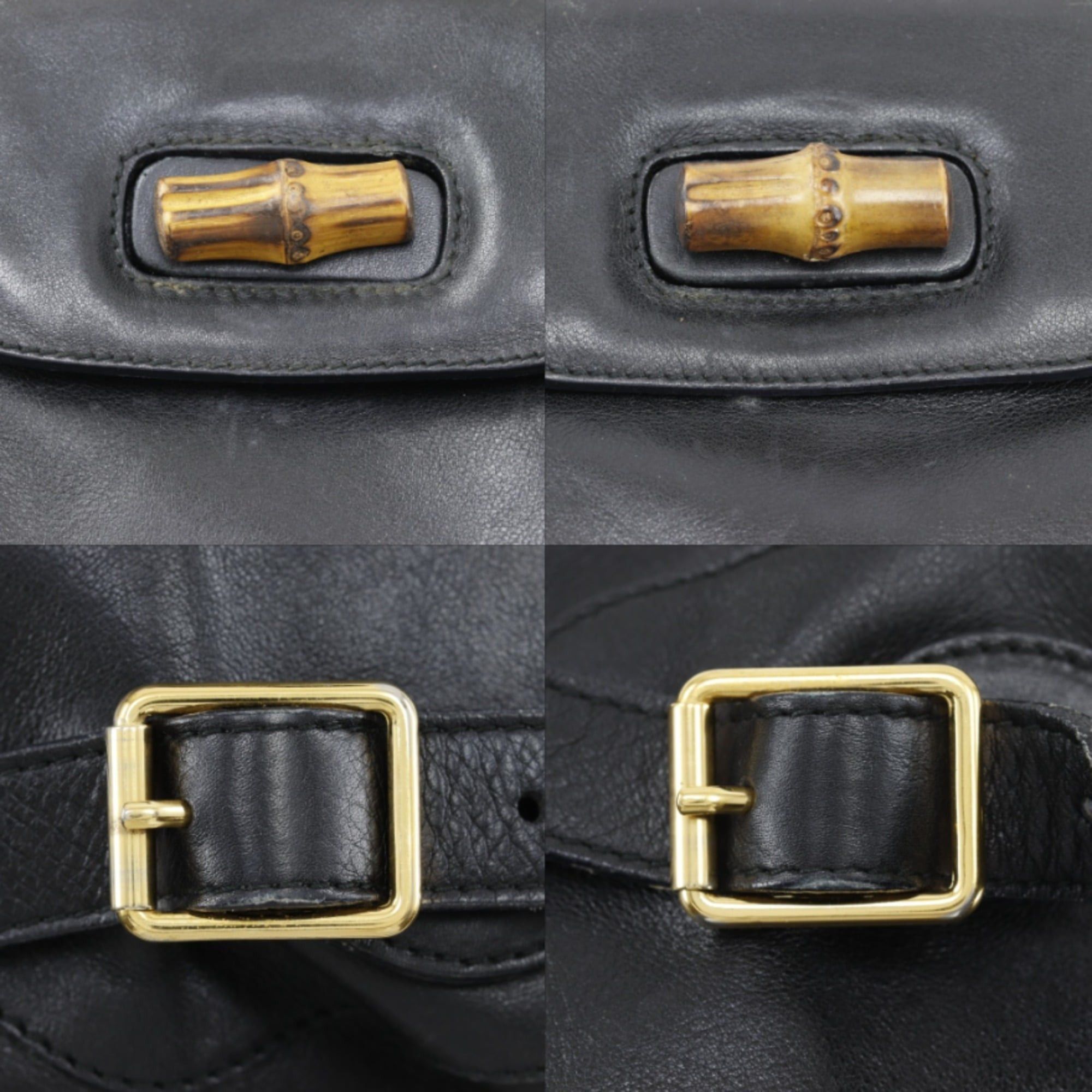 Gucci Gucci Bamboo Backpack/Daypack Bag 003.2058.0016 Leather Black 2-way A5 Flap Women's Size ONE SIZE - 13 Thumbnail