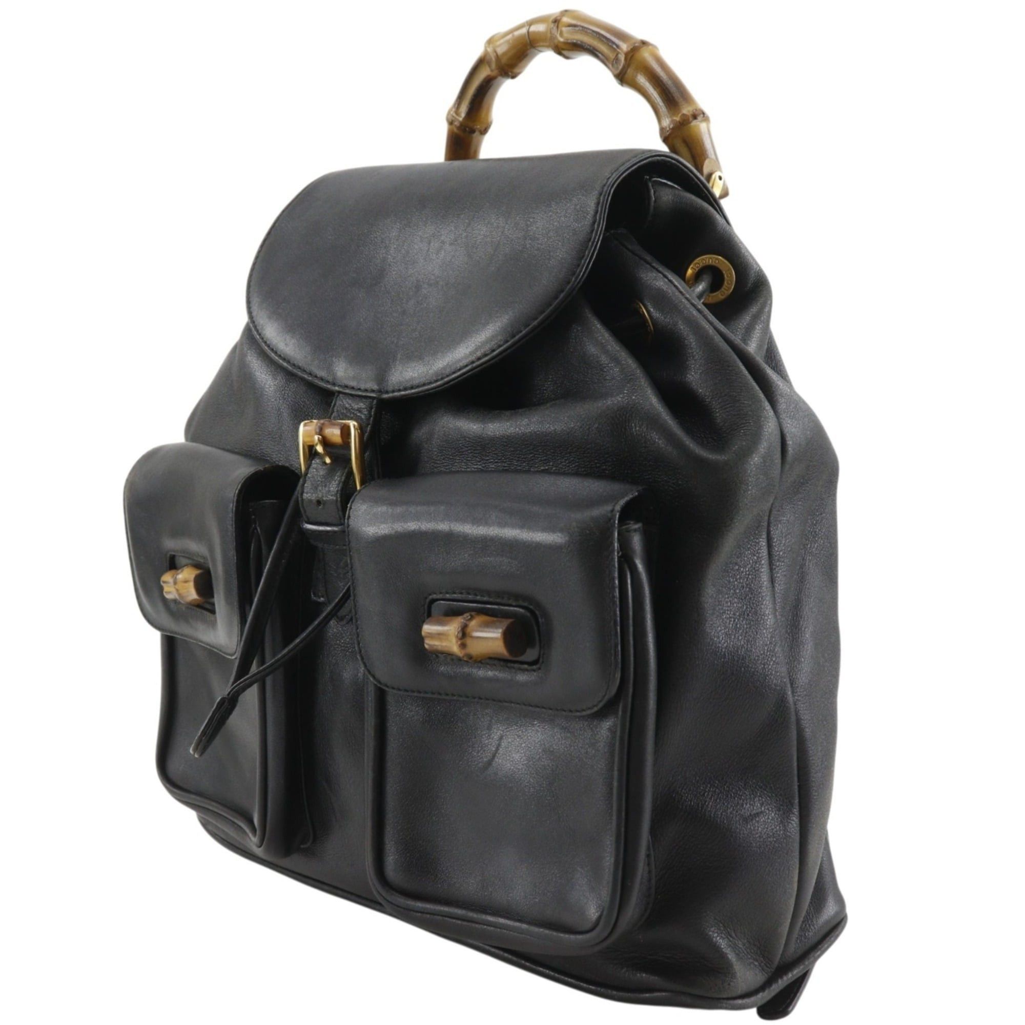 Gucci Gucci Bamboo Backpack/Daypack Bag 003.2058.0016 Leather Black 2-way A5 Flap Women's Size ONE SIZE - 2 Thumbnail