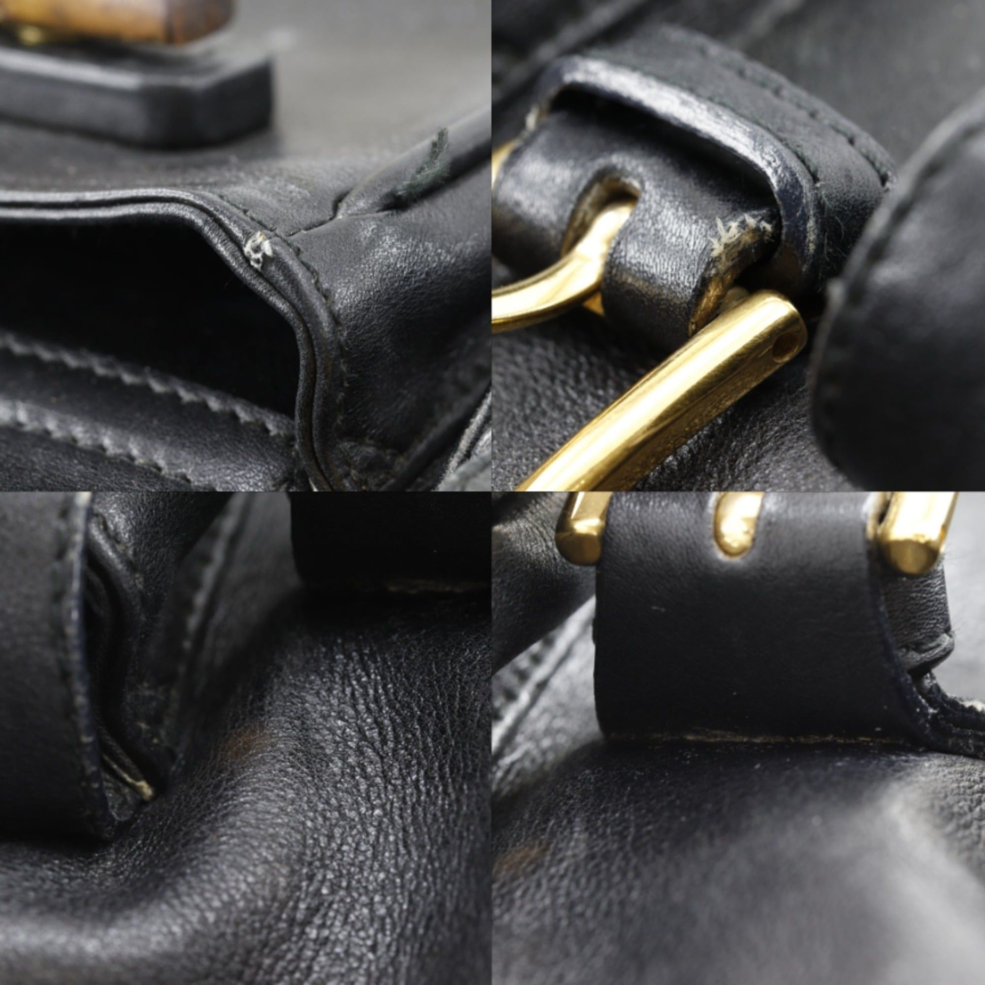 Gucci Gucci Bamboo Backpack/Daypack Bag 003.2058.0016 Leather Black 2-way A5 Flap Women's Size ONE SIZE - 14 Thumbnail