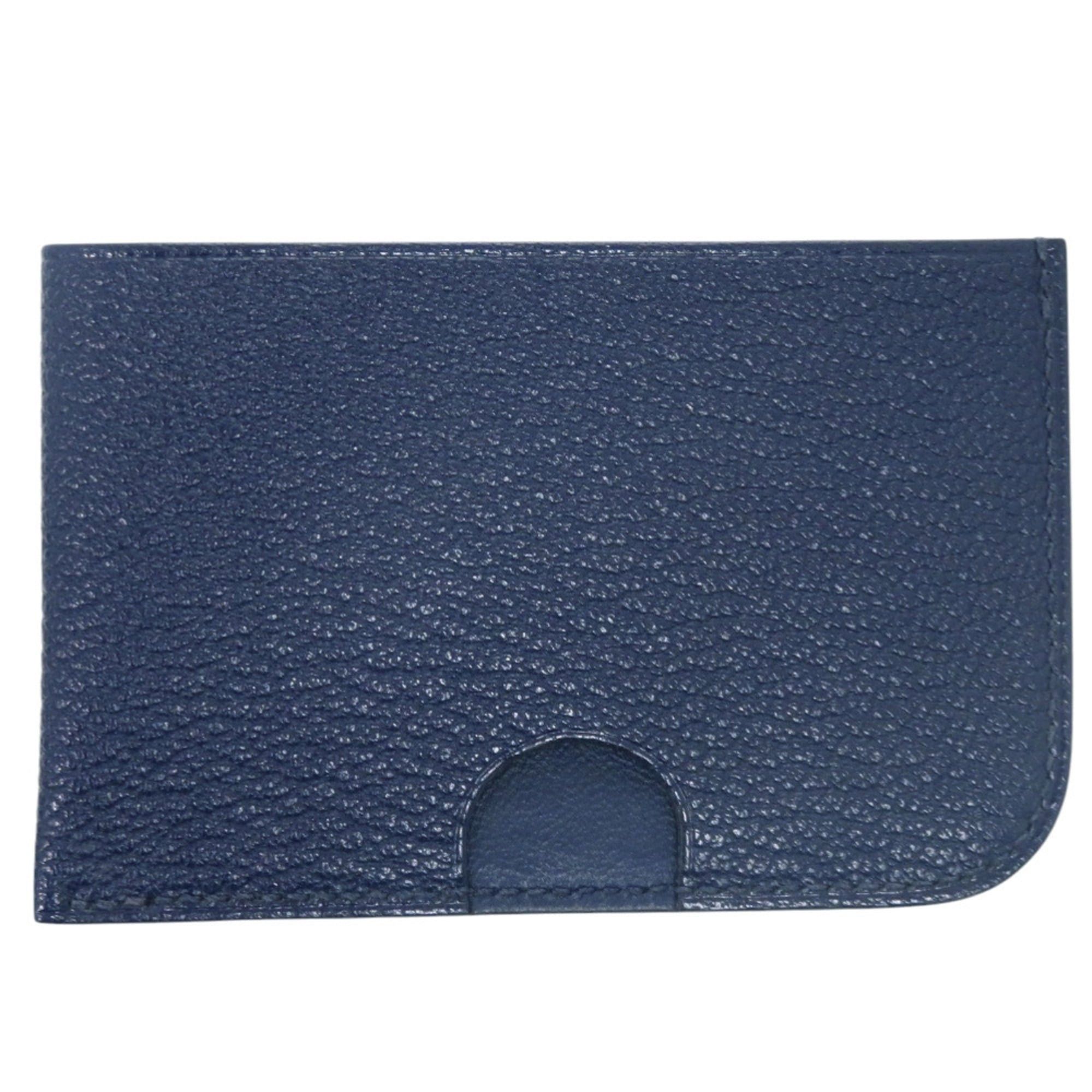 Hermes Like New Hermes Poisson Business Card Holder/Card Case, Chevre Mysore Leather, Navy, Light Blue, Green, 1252HERMES Size ONE SIZE - 3 Thumbnail