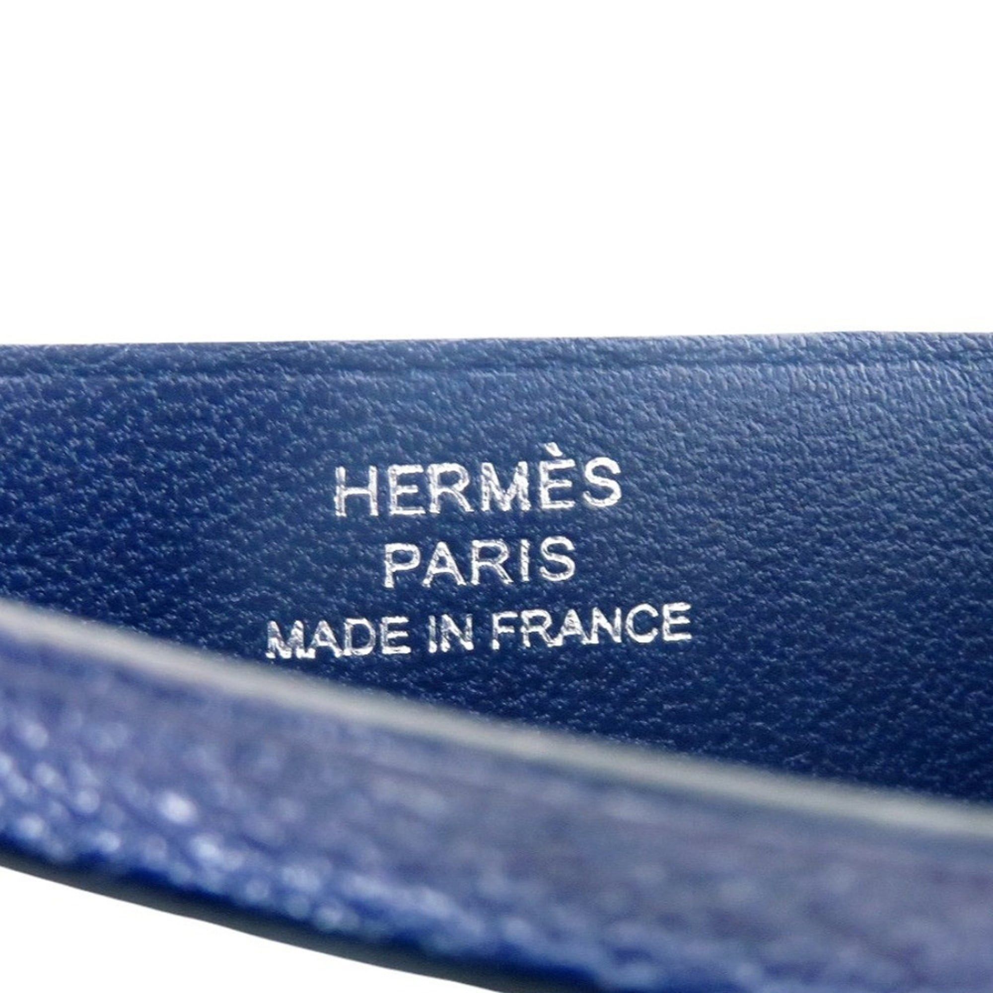 Hermes Like New Hermes Poisson Business Card Holder/Card Case, Chevre Mysore Leather, Navy, Light Blue, Green, 1252HERMES Size ONE SIZE - 6 Thumbnail