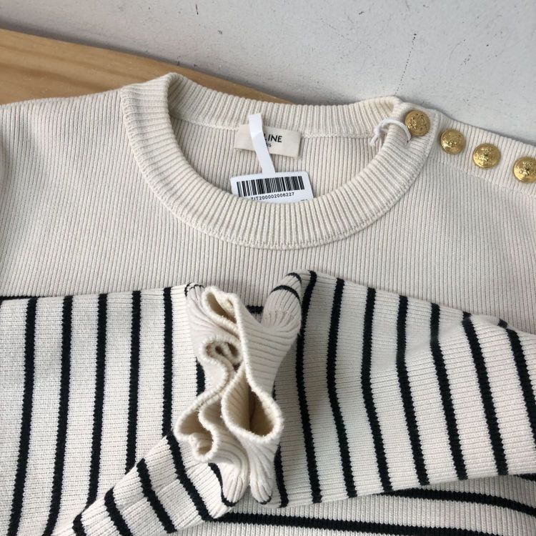Celine Celine Striped Gold Button Sweater M Size M / US 6-8 / IT 42-44 - 11 Thumbnail