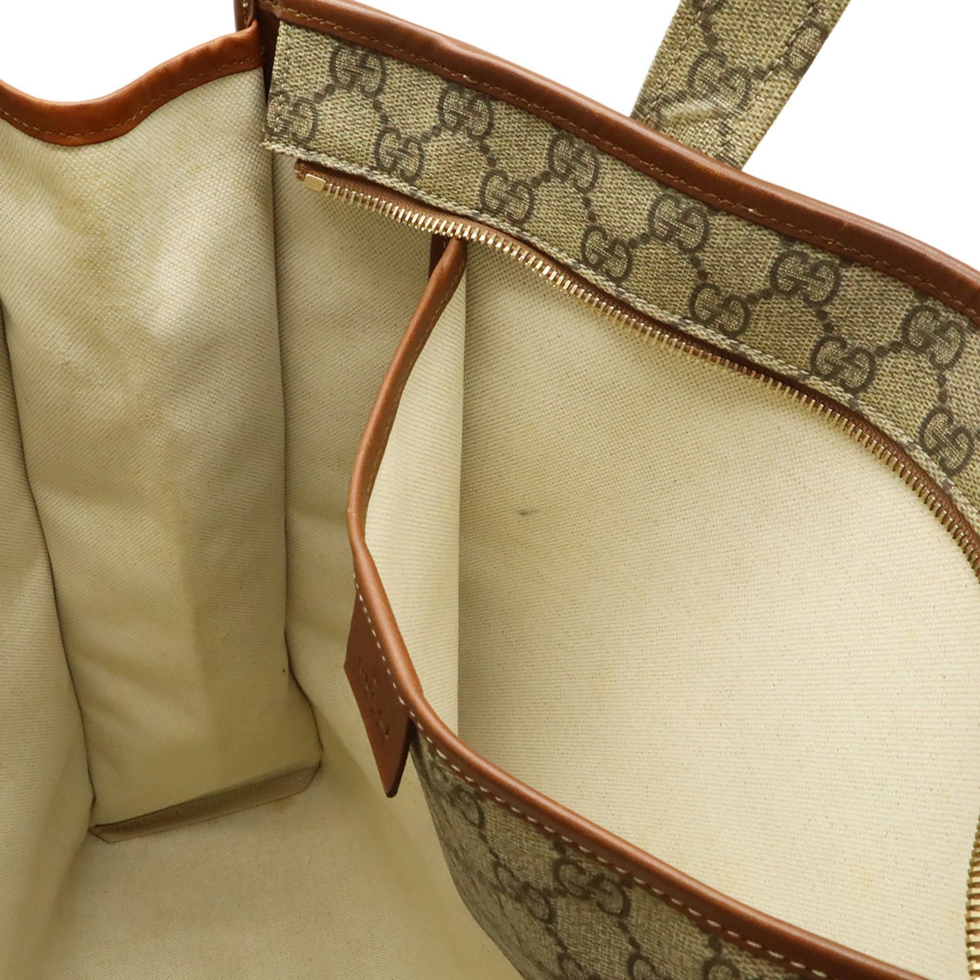 Gucci GUCCI GG Supreme Tote Bag Shoulder Leather White Brown 233081 Size ONE SIZE - 8 Thumbnail