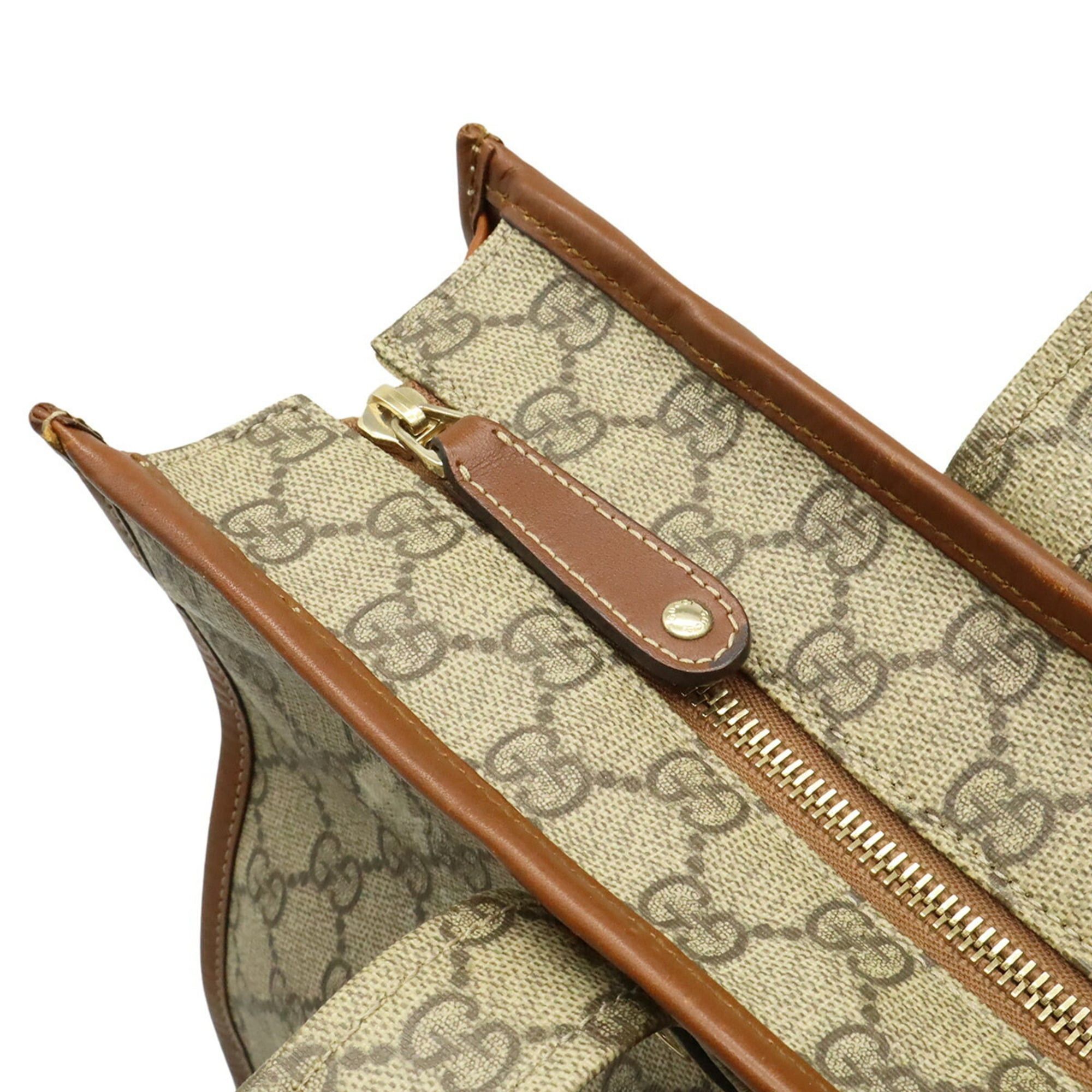 Gucci GUCCI GG Supreme Tote Bag Shoulder Leather White Brown 233081 Size ONE SIZE - 6 Thumbnail