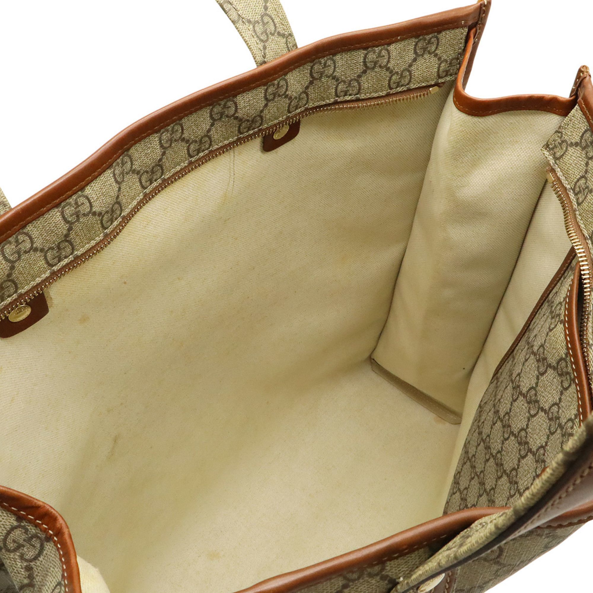 Gucci GUCCI GG Supreme Tote Bag Shoulder Leather White Brown 233081 Size ONE SIZE - 7 Thumbnail