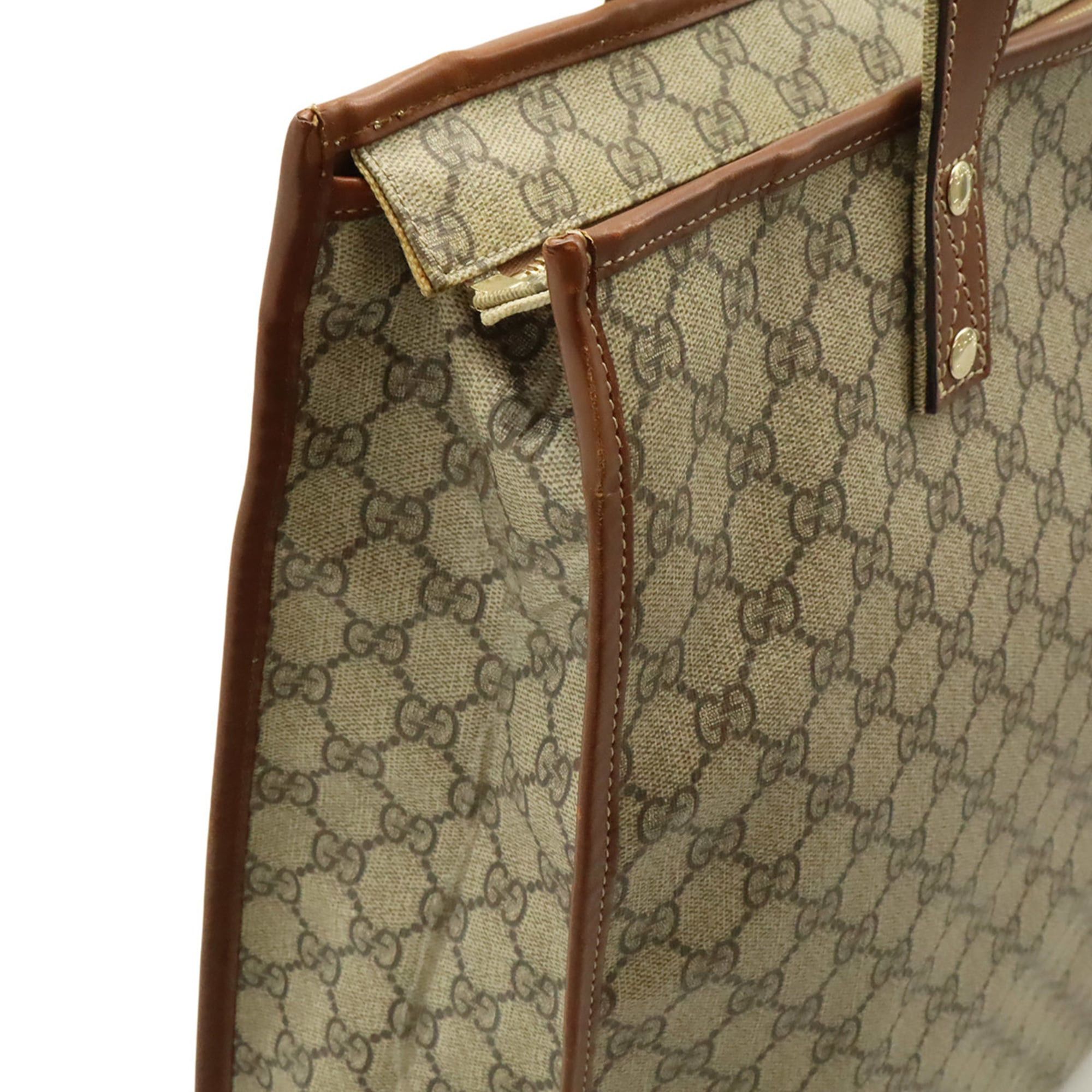 Gucci GUCCI GG Supreme Tote Bag Shoulder Leather White Brown 233081 Size ONE SIZE - 9 Thumbnail