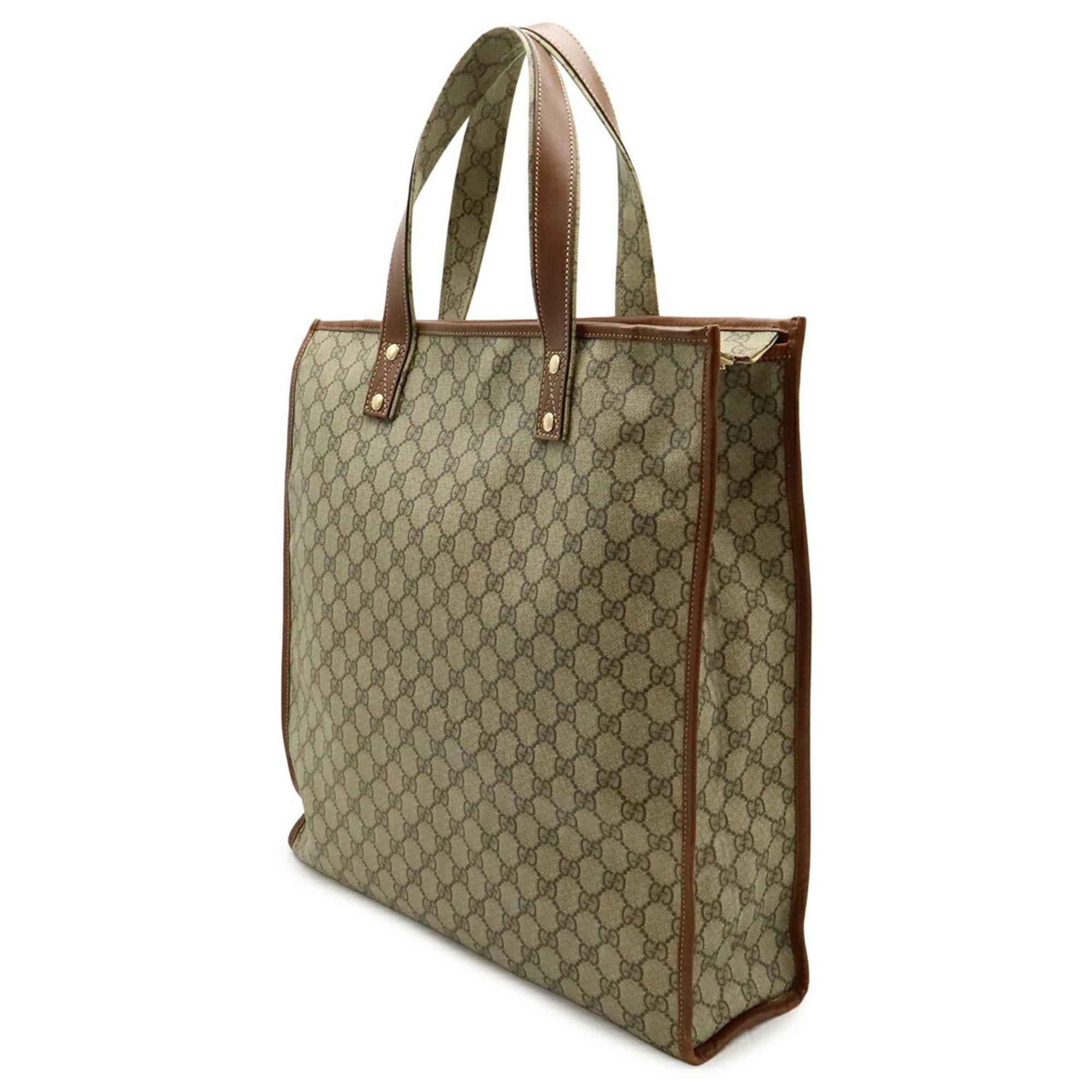 Gucci GUCCI GG Supreme Tote Bag Shoulder Leather White Brown 233081 Size ONE SIZE - 3 Thumbnail