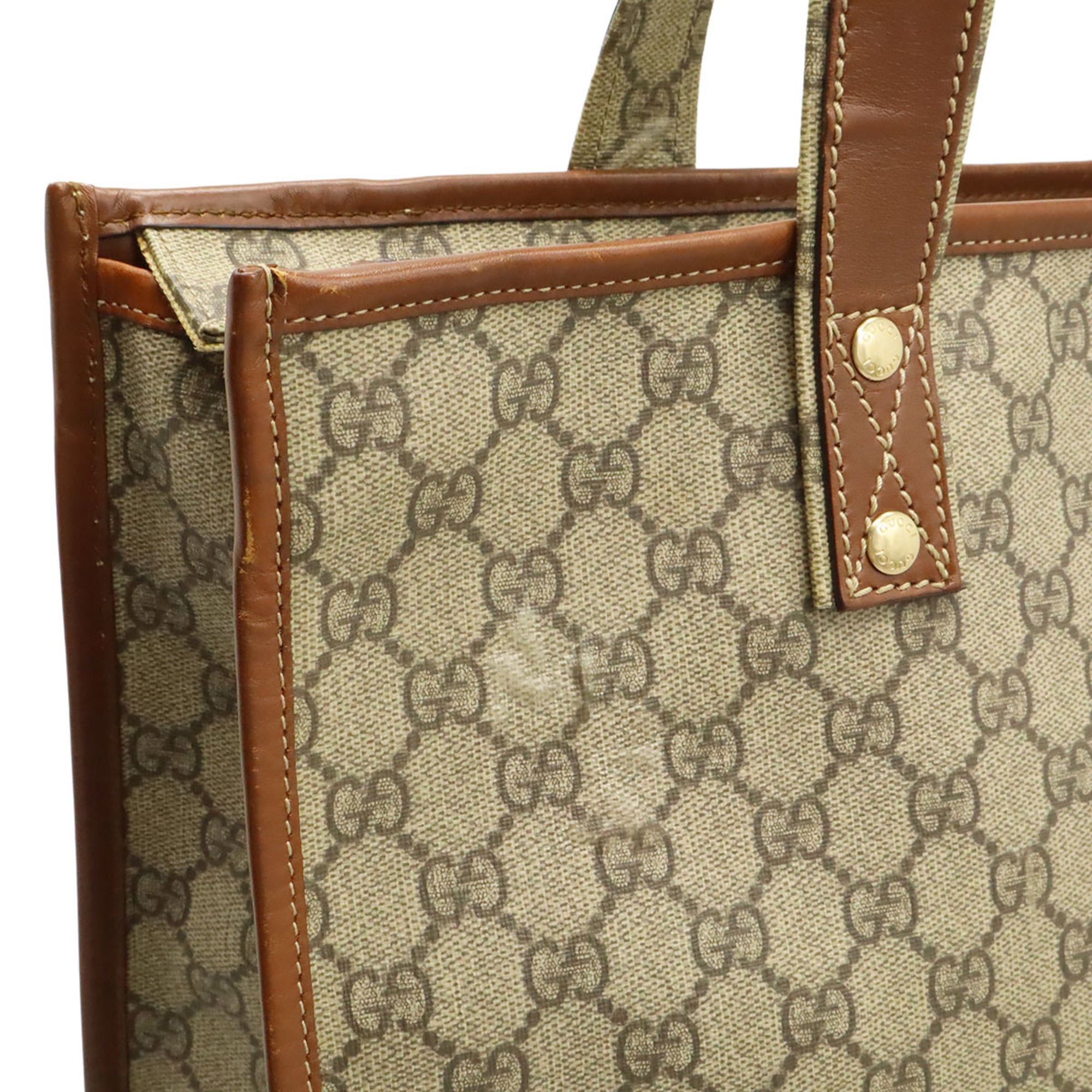 Gucci GUCCI GG Supreme Tote Bag Shoulder Leather White Brown 233081 Size ONE SIZE - 10 Thumbnail