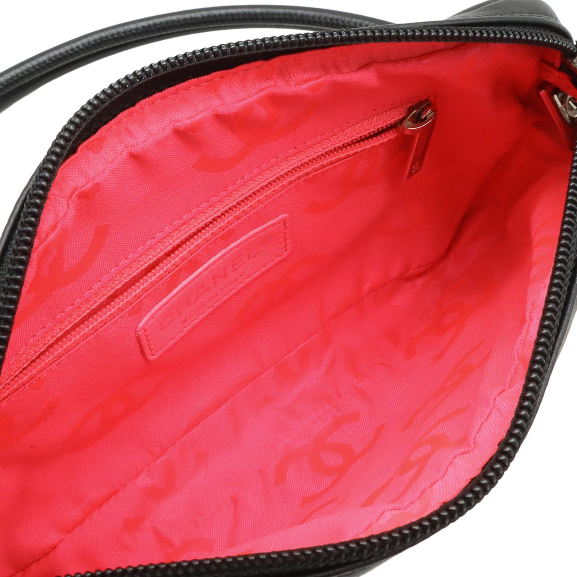 Chanel CHANEL Cambon Line Coco Mark Handbag Pouch Shoulder Bag Leather Black A25175 Size ONE SIZE - 8 Thumbnail