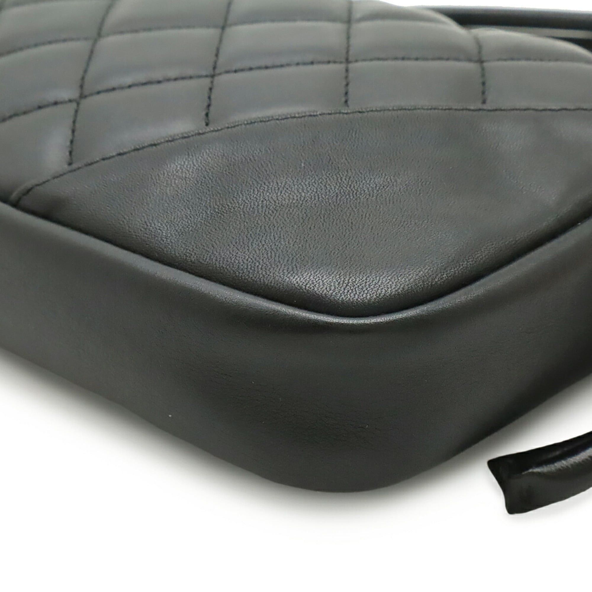 Chanel CHANEL Cambon Line Coco Mark Handbag Pouch Shoulder Bag Leather Black A25175 Size ONE SIZE - 4 Thumbnail