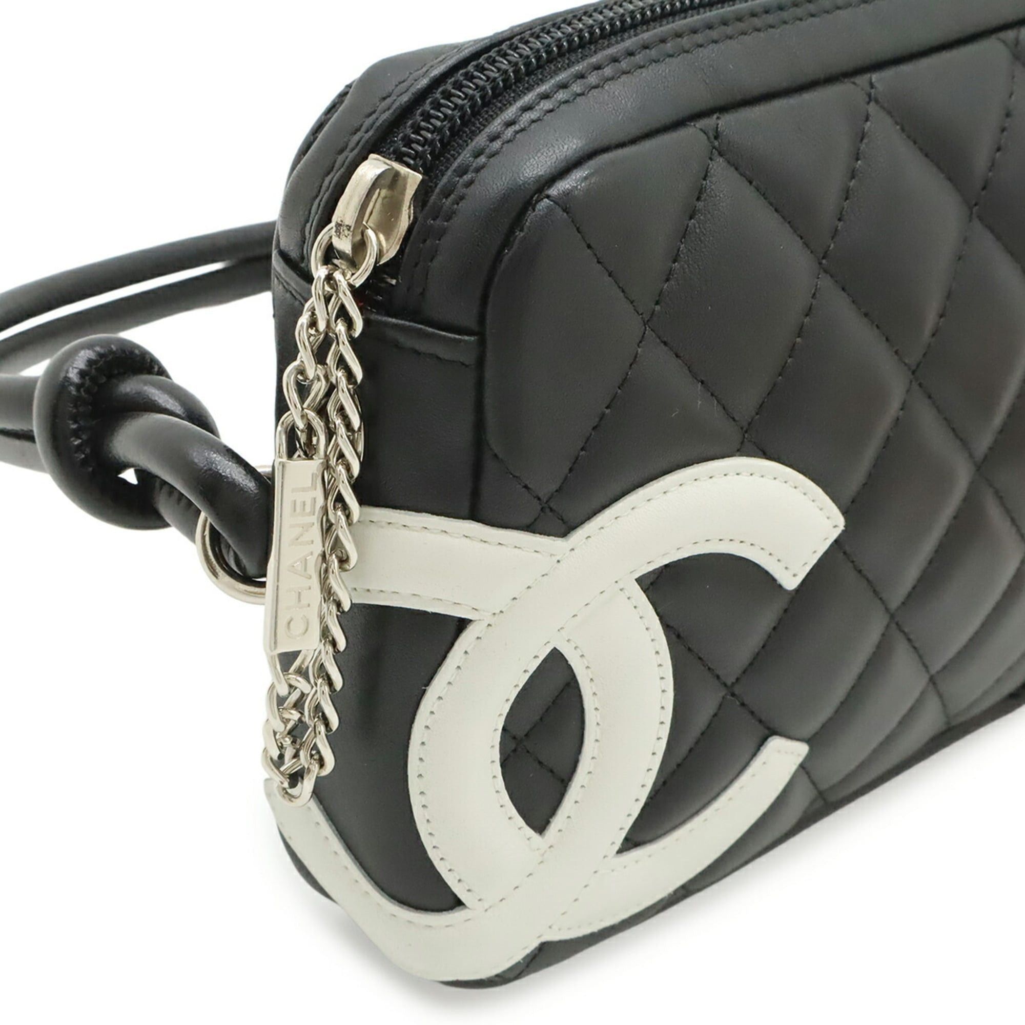 Chanel CHANEL Cambon Line Coco Mark Handbag Pouch Shoulder Bag Leather Black A25175 Size ONE SIZE - 7 Thumbnail