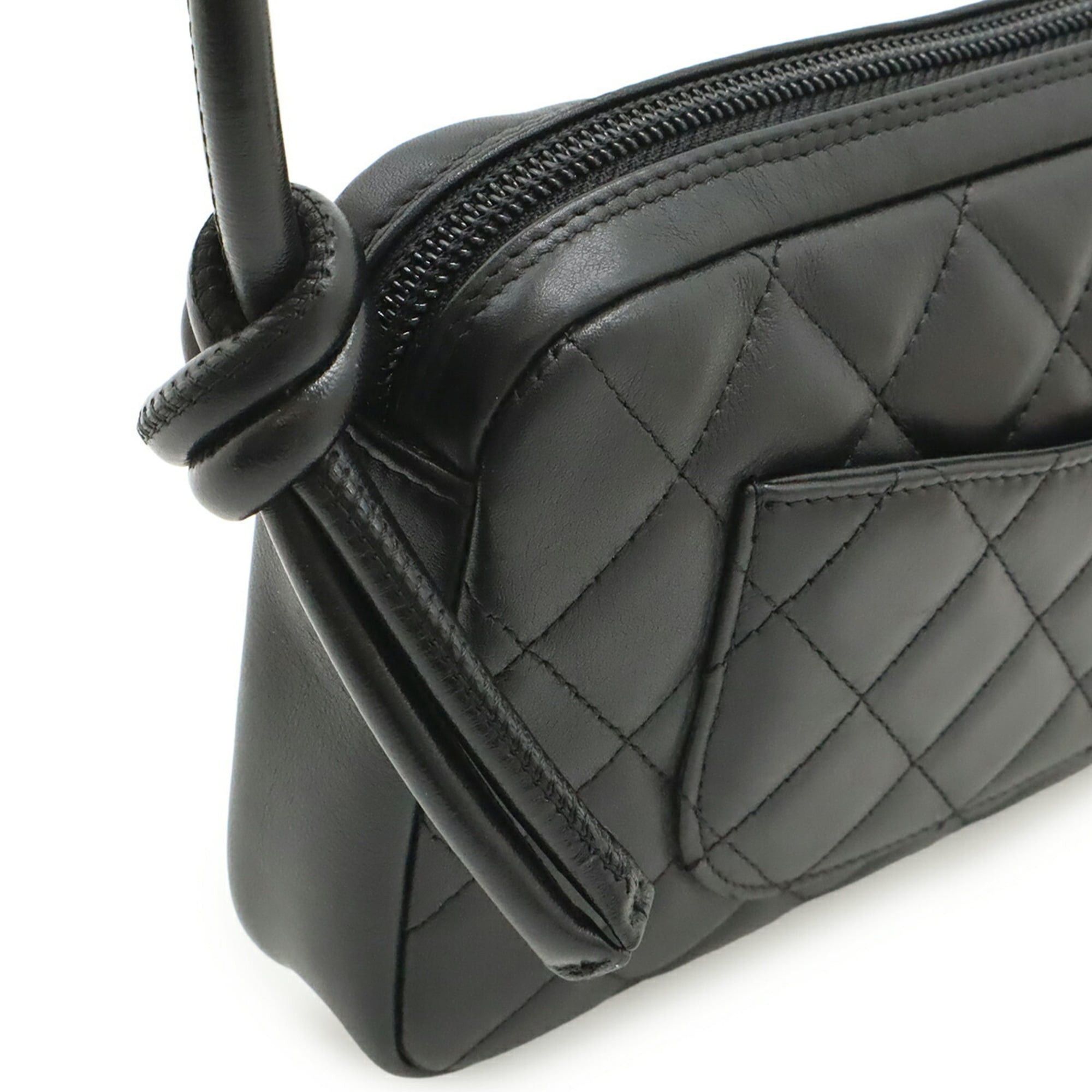 Chanel CHANEL Cambon Line Coco Mark Handbag Pouch Shoulder Bag Leather Black A25175 Size ONE SIZE - 5 Thumbnail