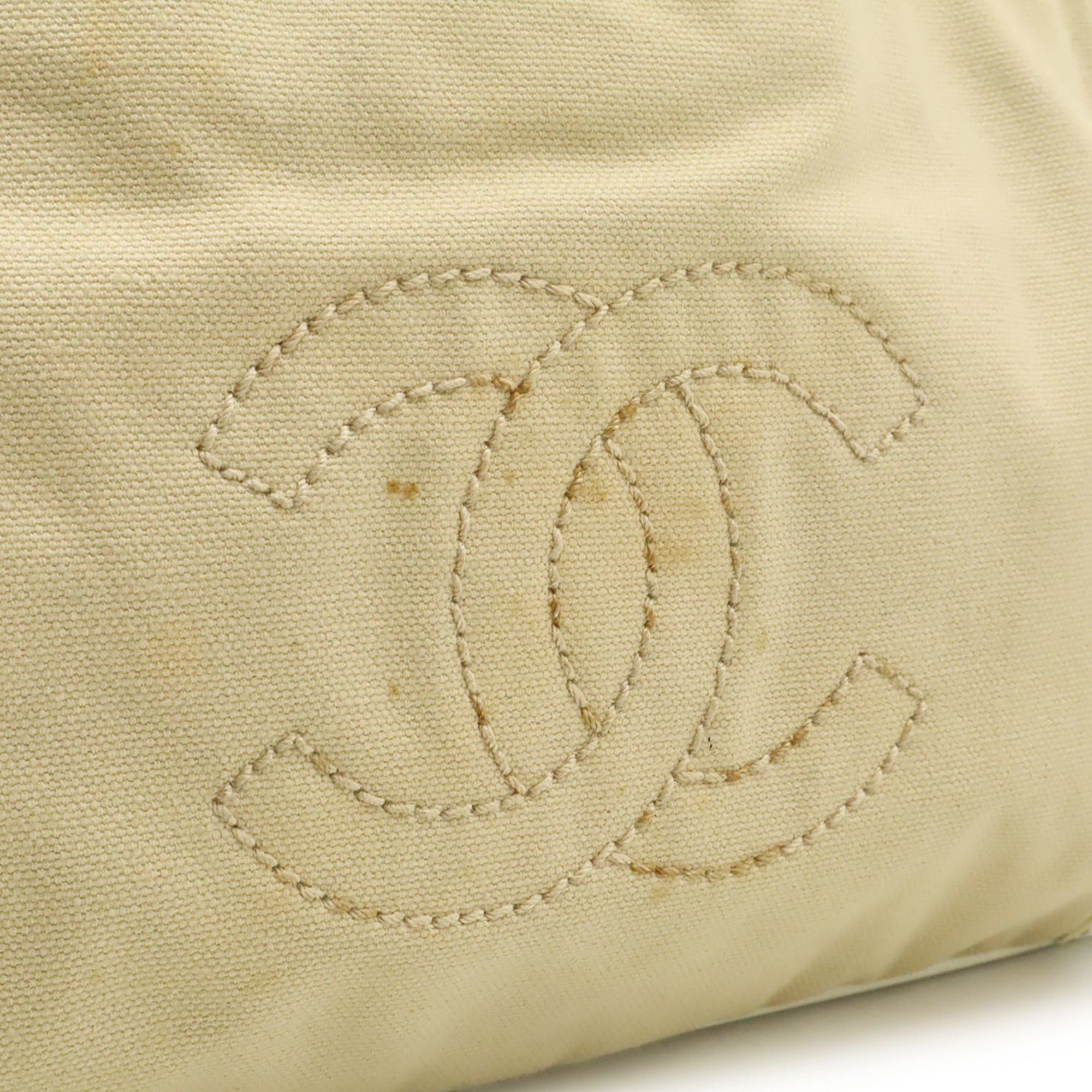 Chanel CHANEL Coco Mark Chain Shoulder Bag, Canvas and Leather, White/Beige, A20825 Size ONE SIZE - 9 Thumbnail