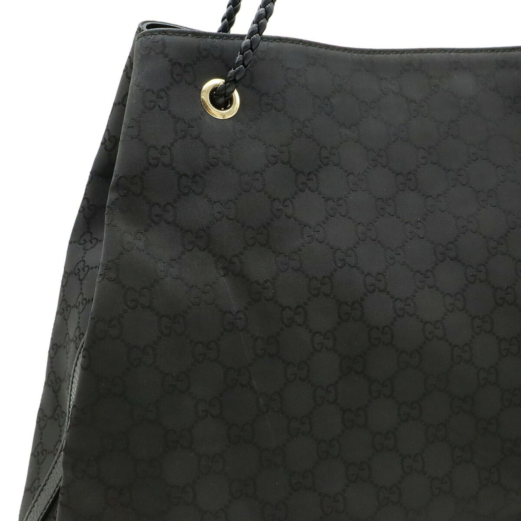 Gucci GUCCI GG Nylon Tote Bag Shoulder Leather Black 380118 Size ONE SIZE - 8 Thumbnail