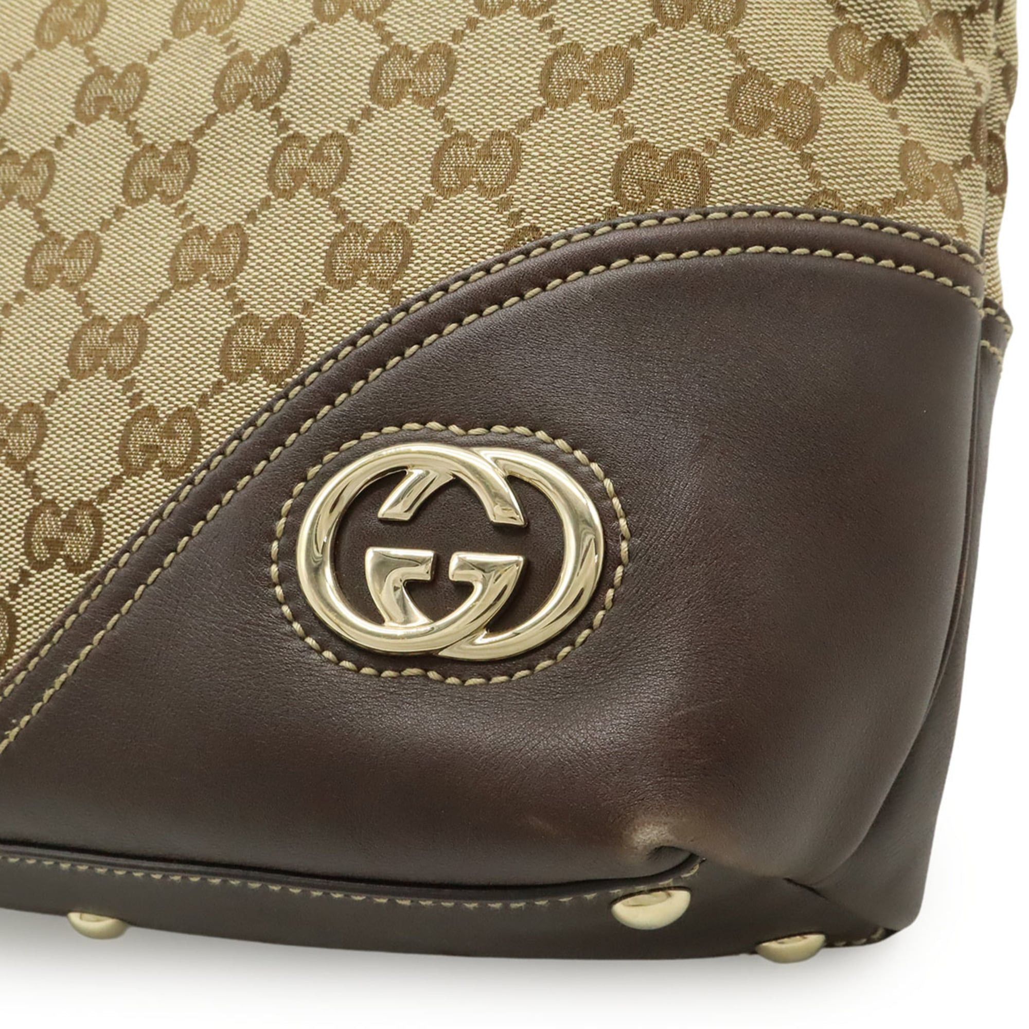 Gucci GUCCI GG Canvas Tote Bag Shoulder Leather Beige Brown 182492 Size ONE SIZE - 10 Thumbnail