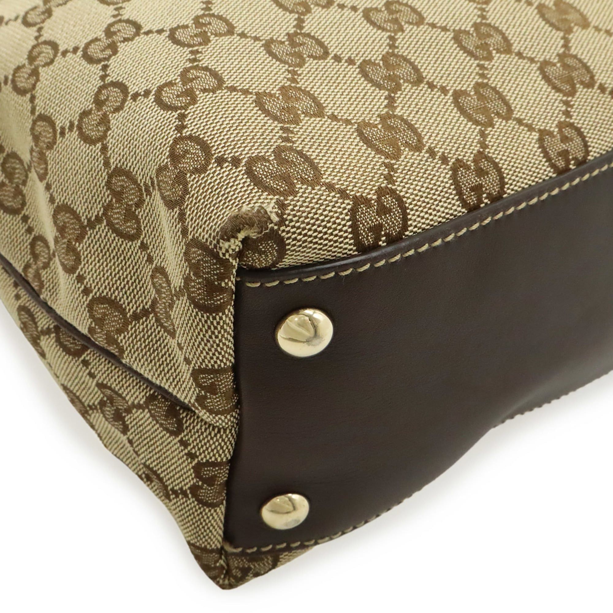 Gucci GUCCI GG Canvas Tote Bag Shoulder Leather Beige Brown 182492 Size ONE SIZE - 4 Thumbnail