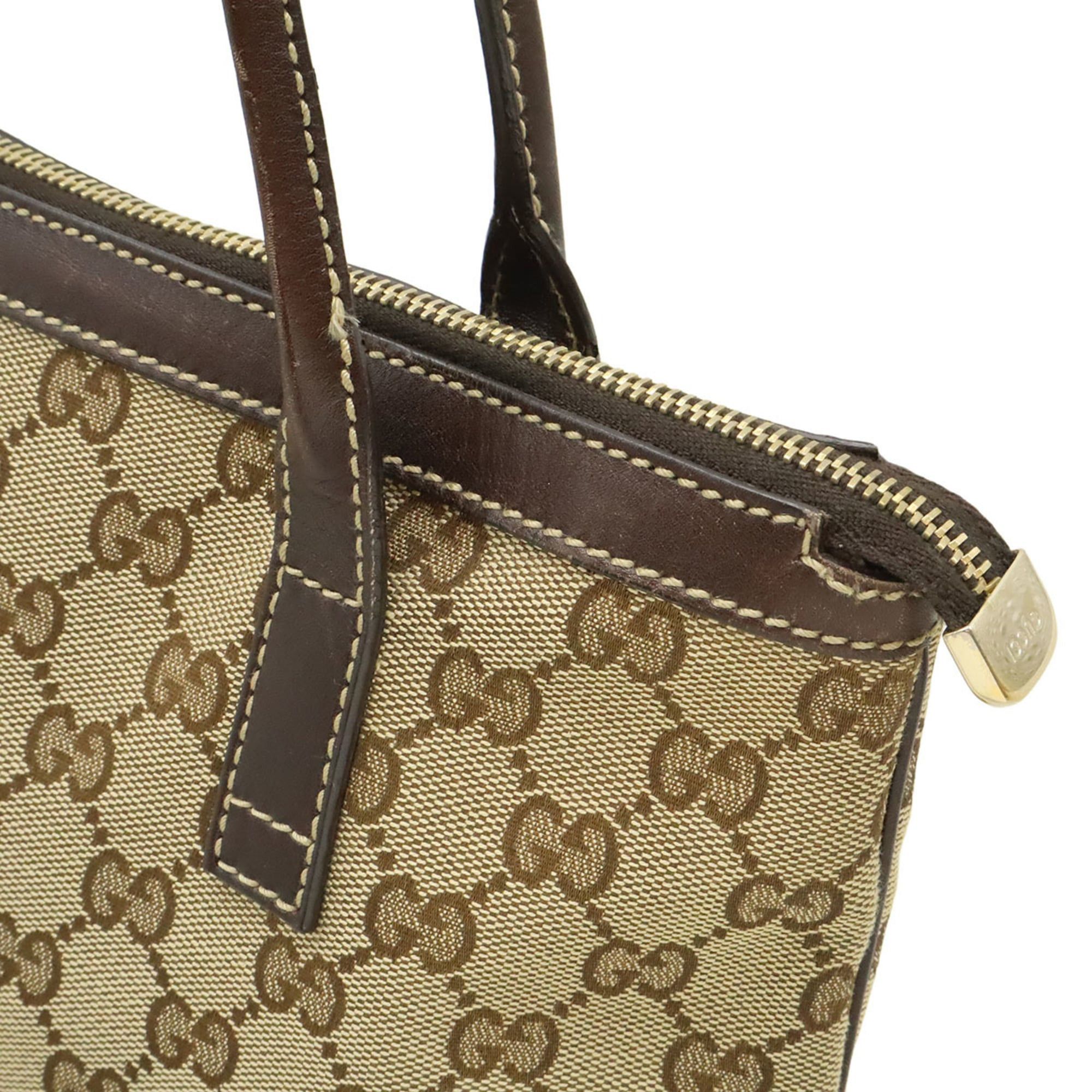 Gucci GUCCI GG Canvas Tote Bag Shoulder Leather Beige Brown 182492 Size ONE SIZE - 9 Thumbnail