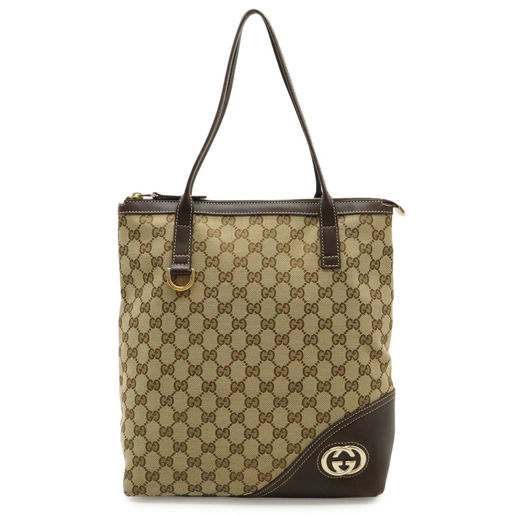 Gucci GUCCI GG Canvas Tote Bag Shoulder Leather Beige Brown 182492 Size ONE SIZE - 2 Thumbnail
