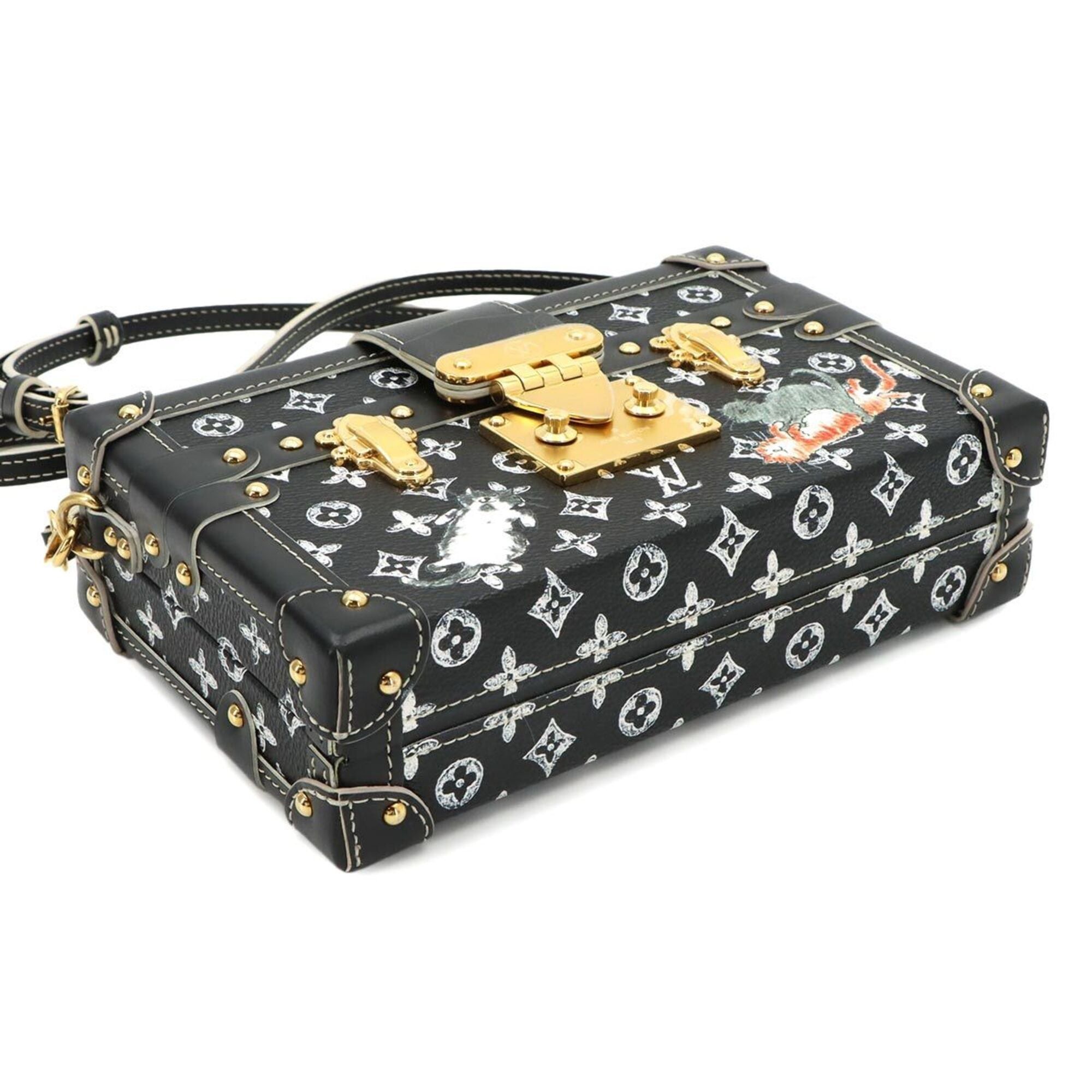 Louis Vuitton Louis Vuitton Monogram Catgram Petite Malle Shoulder Handbag, Black M44437 Size ONE SIZE - 4 Thumbnail