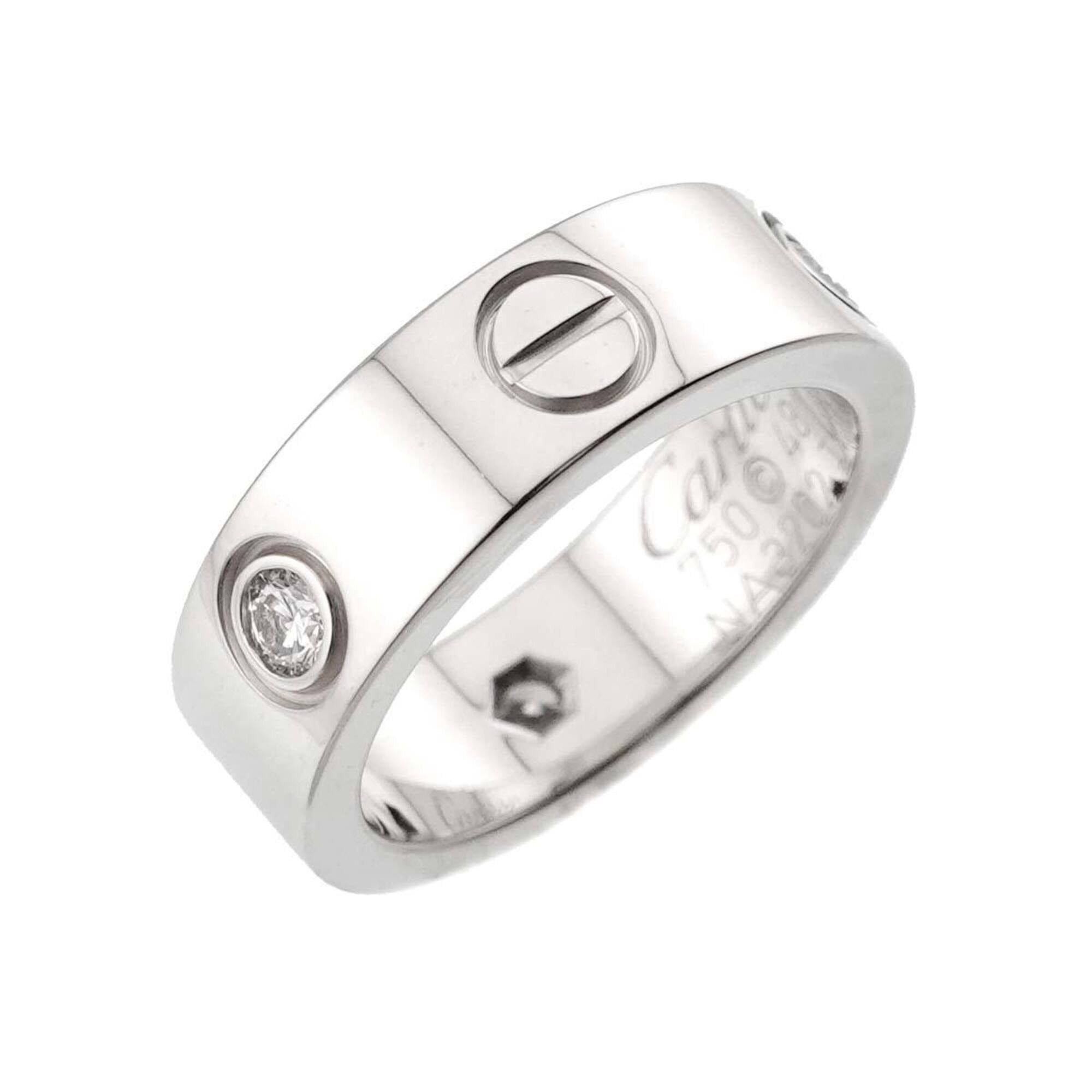 Cartier Cartier Love Ring #48, Half Diamond 3P, 18K WG White Gold 750. Size ONE SIZE - 3 Thumbnail