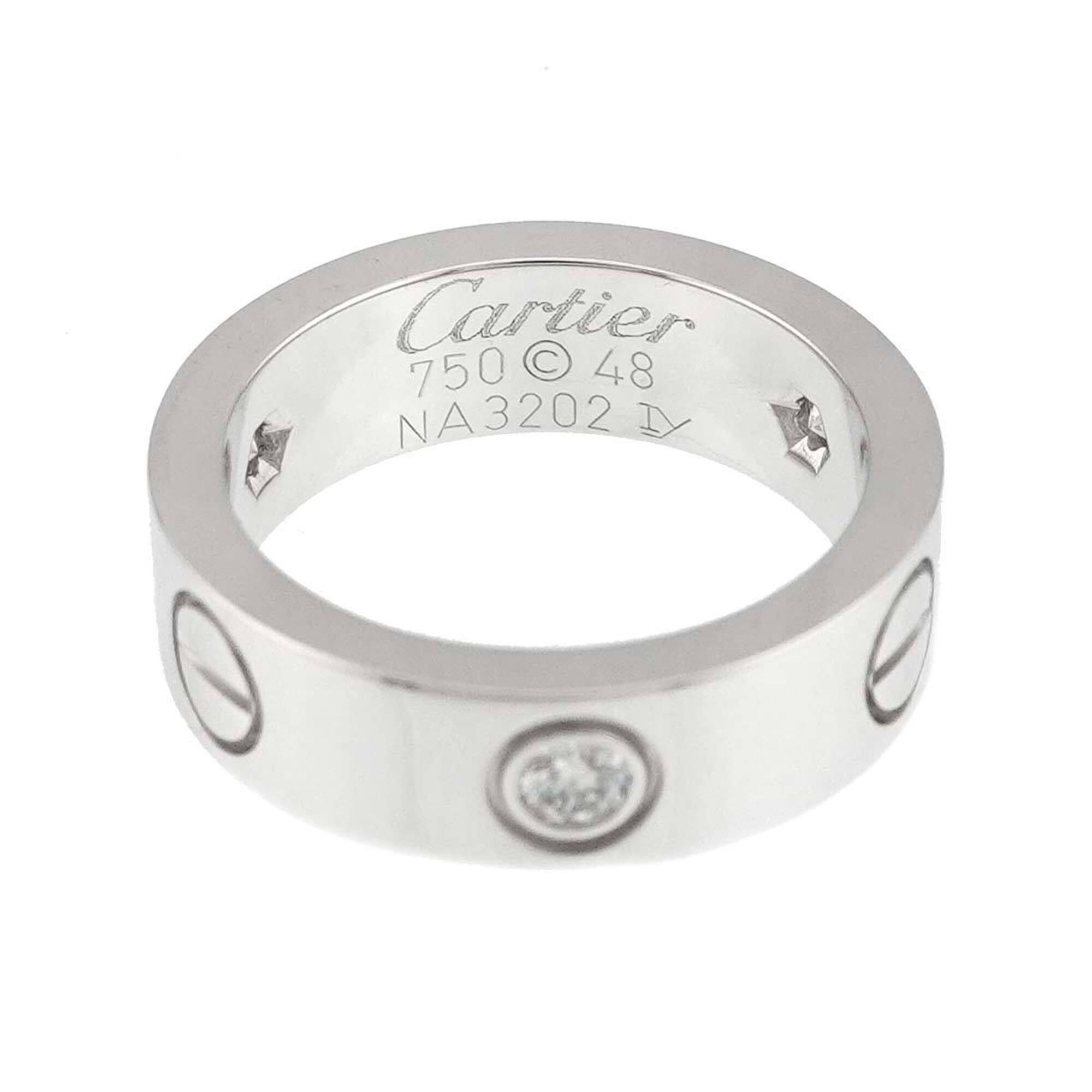 Cartier Cartier Love Ring #48, Half Diamond 3P, 18K WG White Gold 750. Size ONE SIZE - 2 Thumbnail