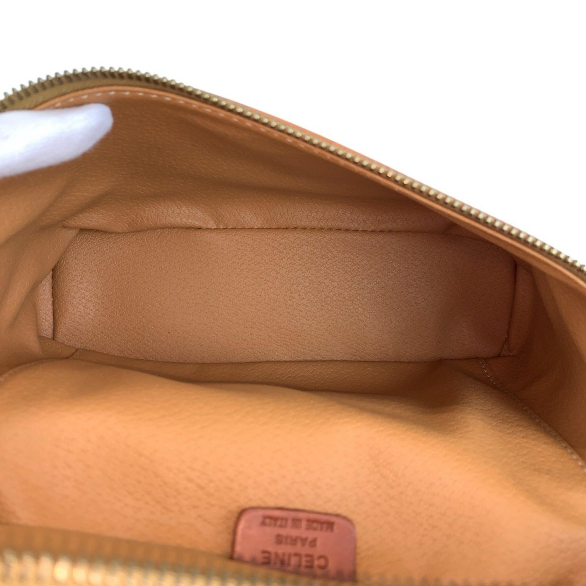 Celine CELINE Vintage Macadam Brown Leather Handbag Vanity Bag M95 (Women's) Size ONE SIZE - 8 Thumbnail