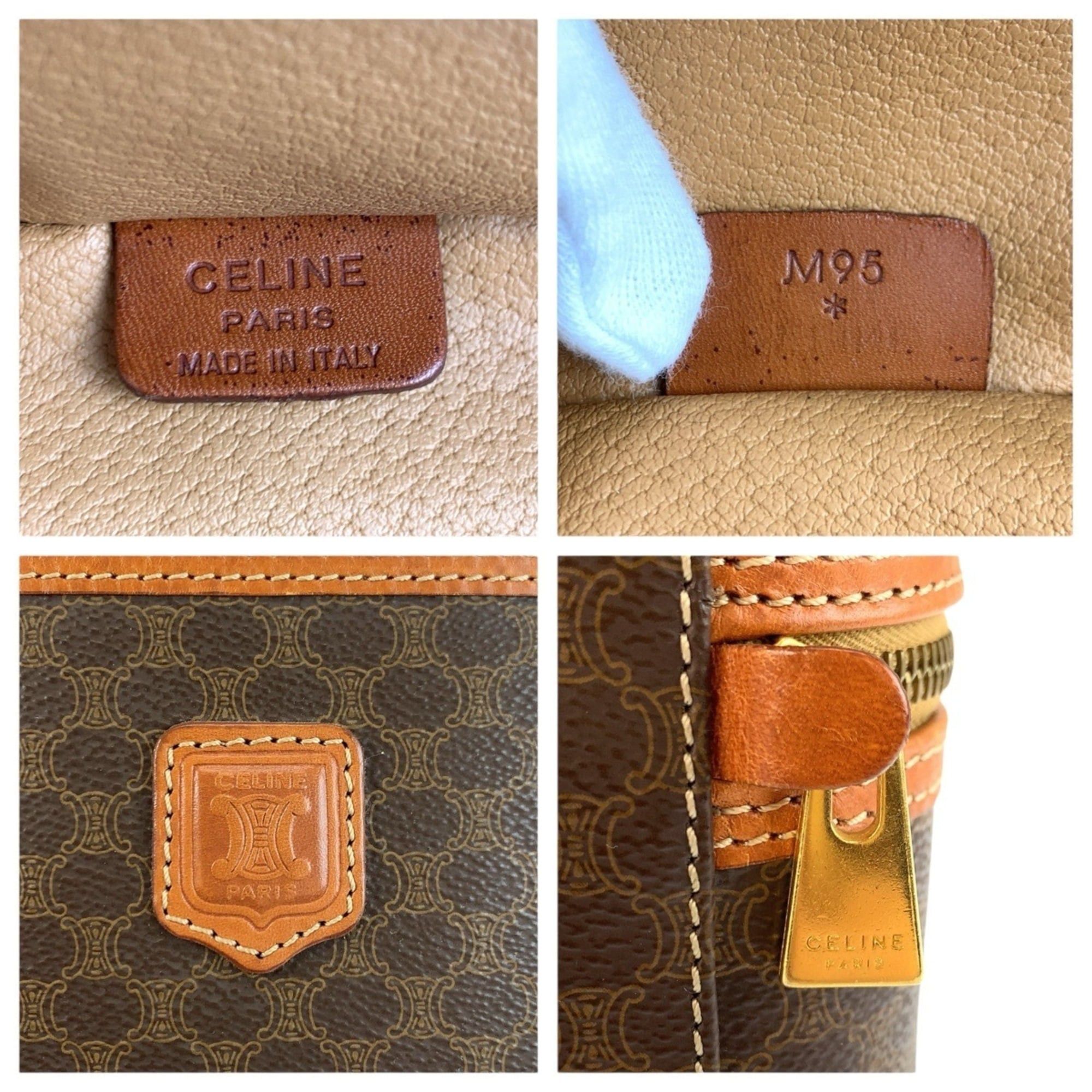 Celine CELINE Vintage Macadam Brown Leather Handbag Vanity Bag M95 (Women's) Size ONE SIZE - 3 Thumbnail
