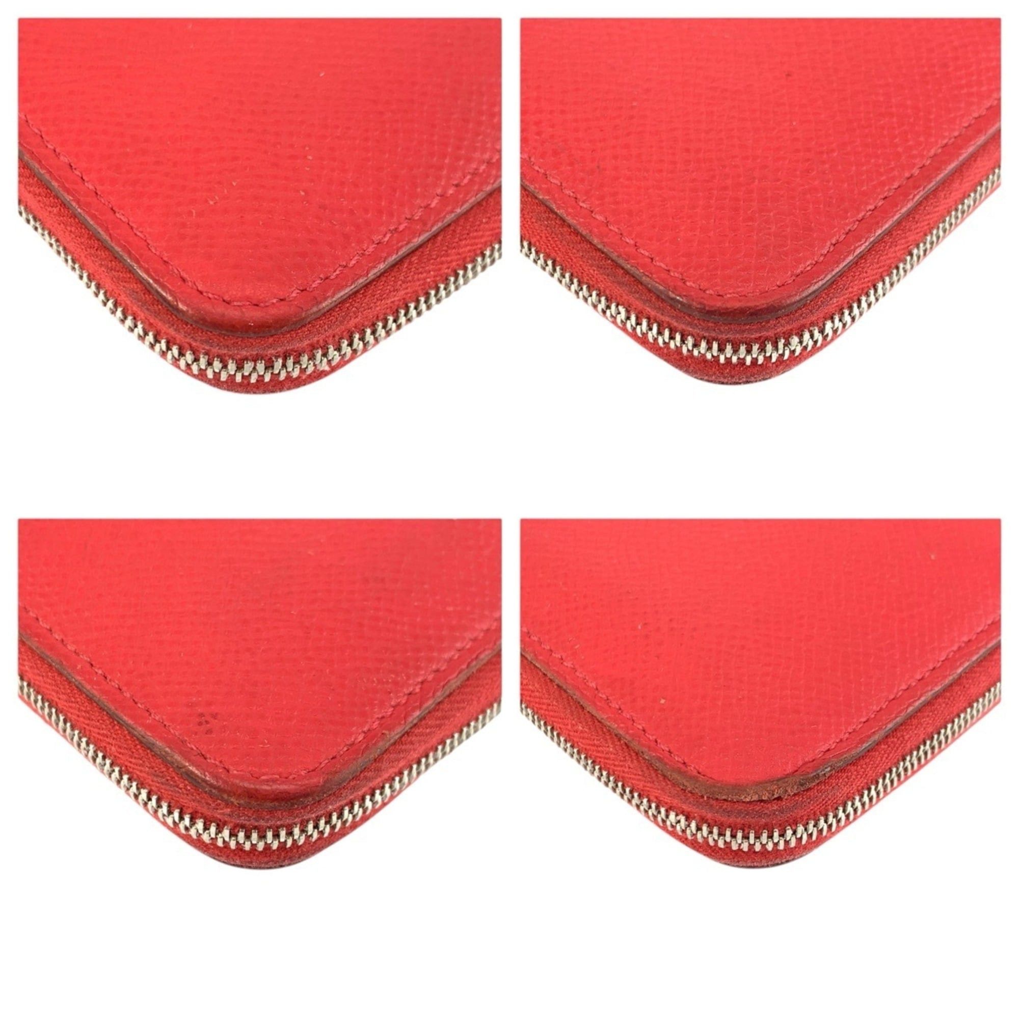 Hermes HERMES Azap Long Silk In Red with Silver Hardware, Veau Epsom Leather, Wallet, X Stamp, Women's Size ONE SIZE - 7 Thumbnail