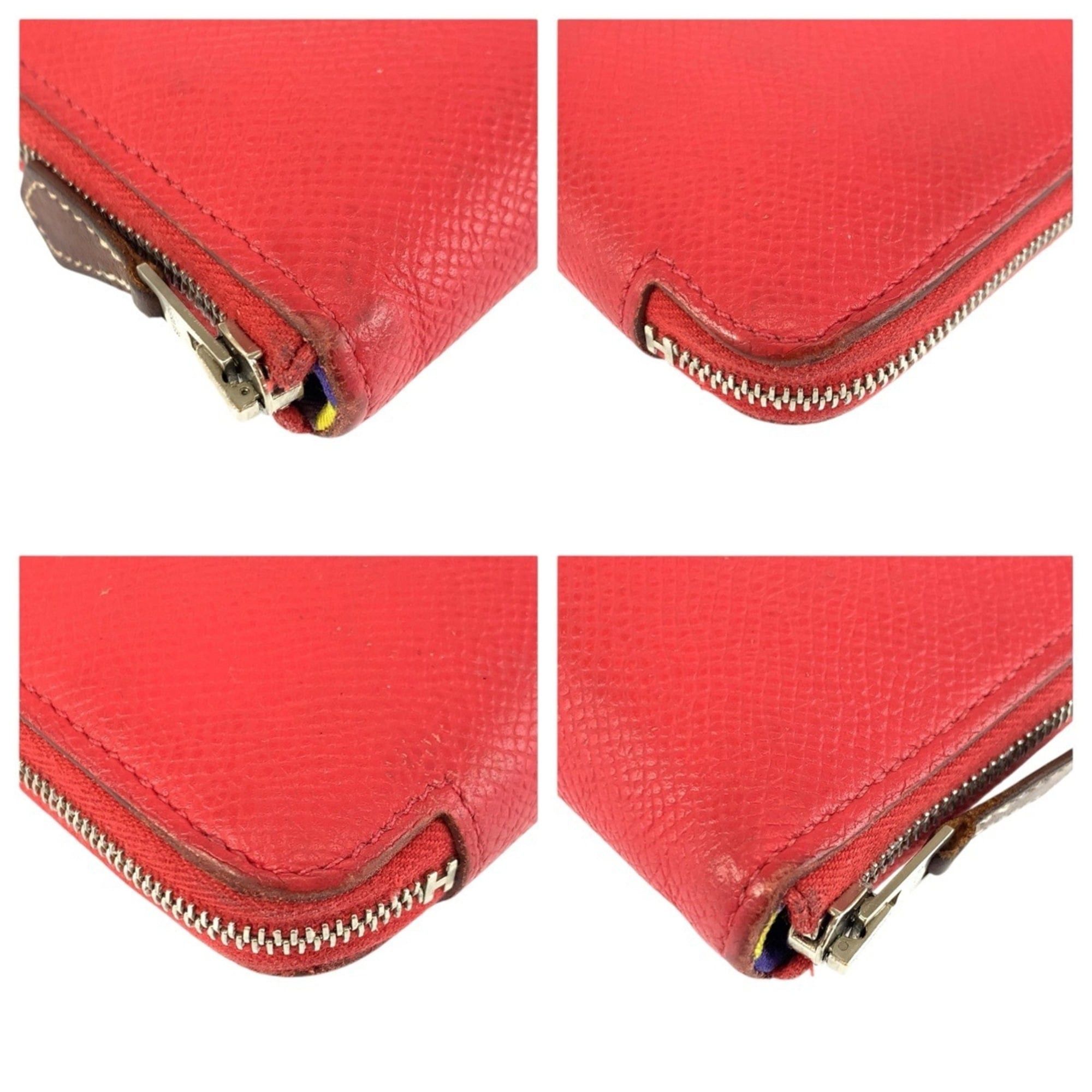 Hermes HERMES Azap Long Silk In Red with Silver Hardware, Veau Epsom Leather, Wallet, X Stamp, Women's Size ONE SIZE - 6 Thumbnail