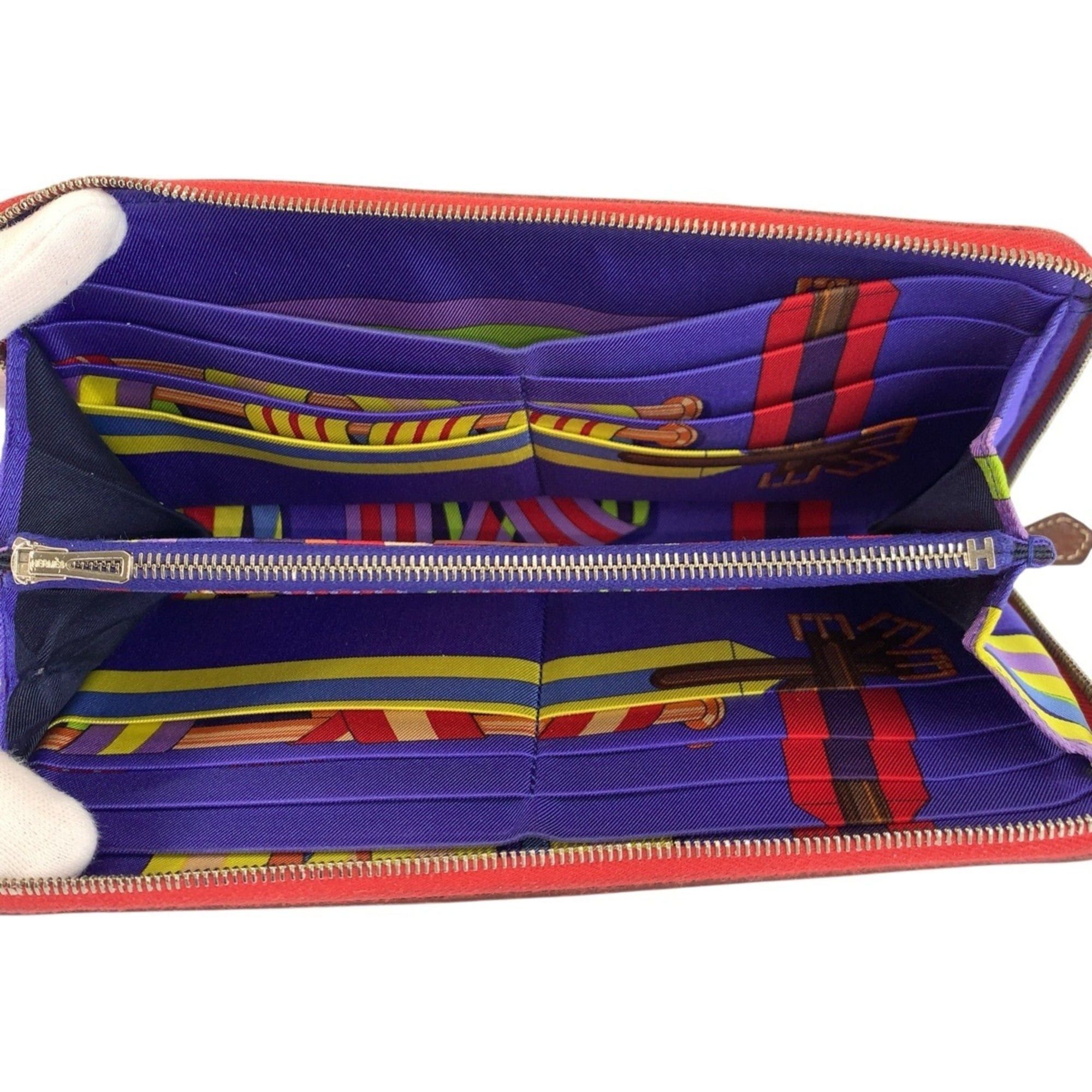 Hermes HERMES Azap Long Silk In Red with Silver Hardware, Veau Epsom Leather, Wallet, X Stamp, Women's Size ONE SIZE - 4 Thumbnail