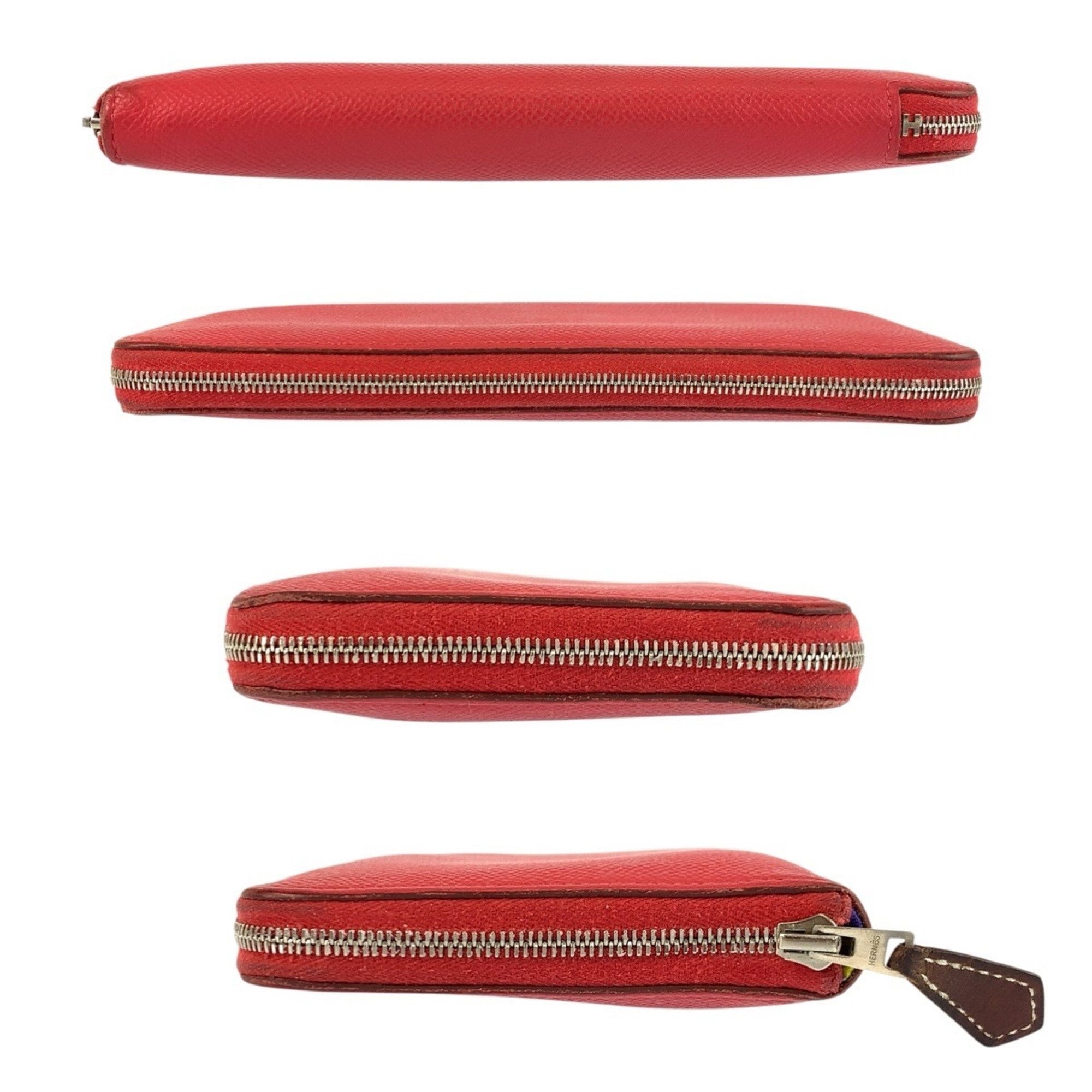 Hermes HERMES Azap Long Silk In Red with Silver Hardware, Veau Epsom Leather, Wallet, X Stamp, Women's Size ONE SIZE - 10 Thumbnail