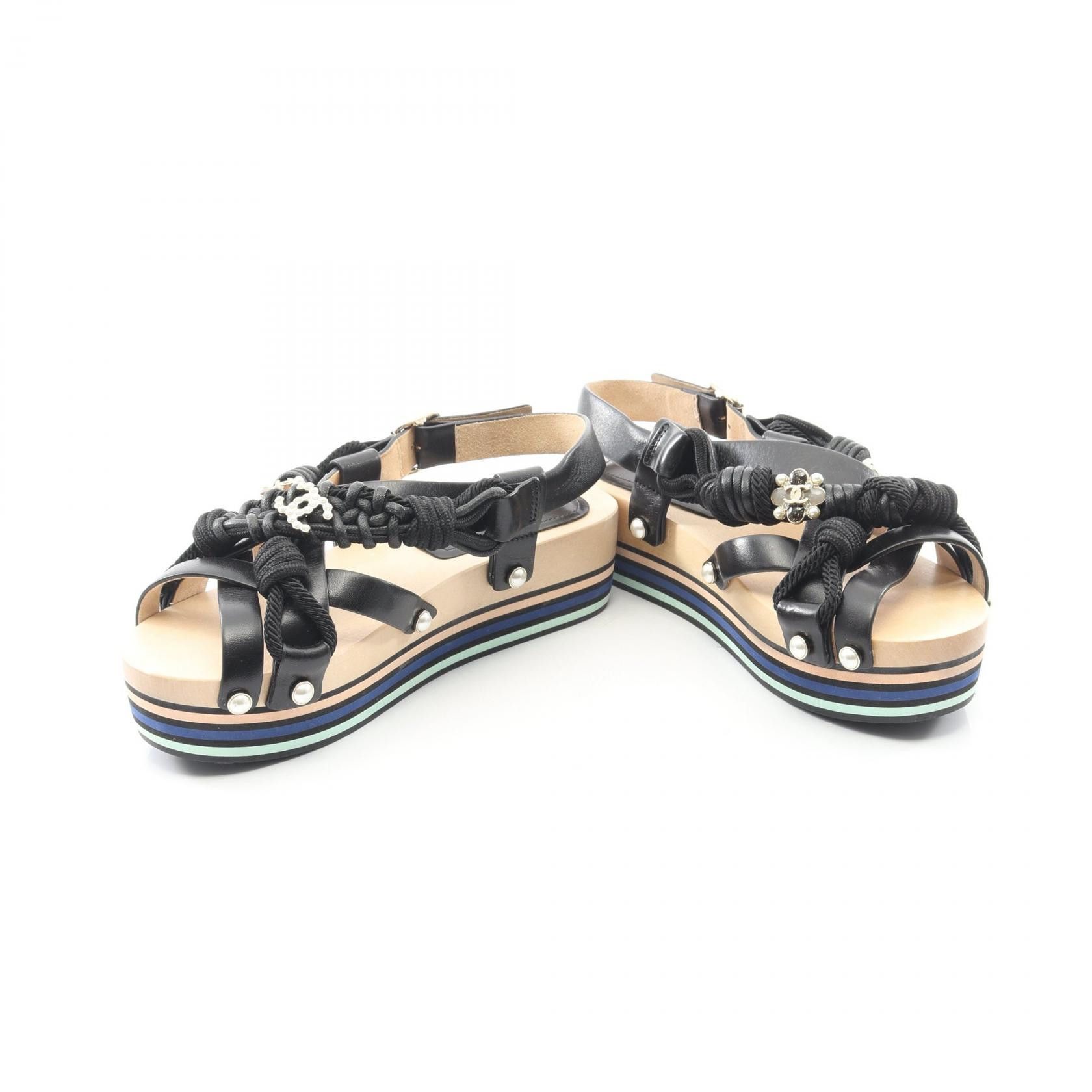 Chanel Chanel Chanel Coco Mark Leather Sandals Leather Shoes DUTY FREE for USA Size ONE SIZE - 3 Thumbnail