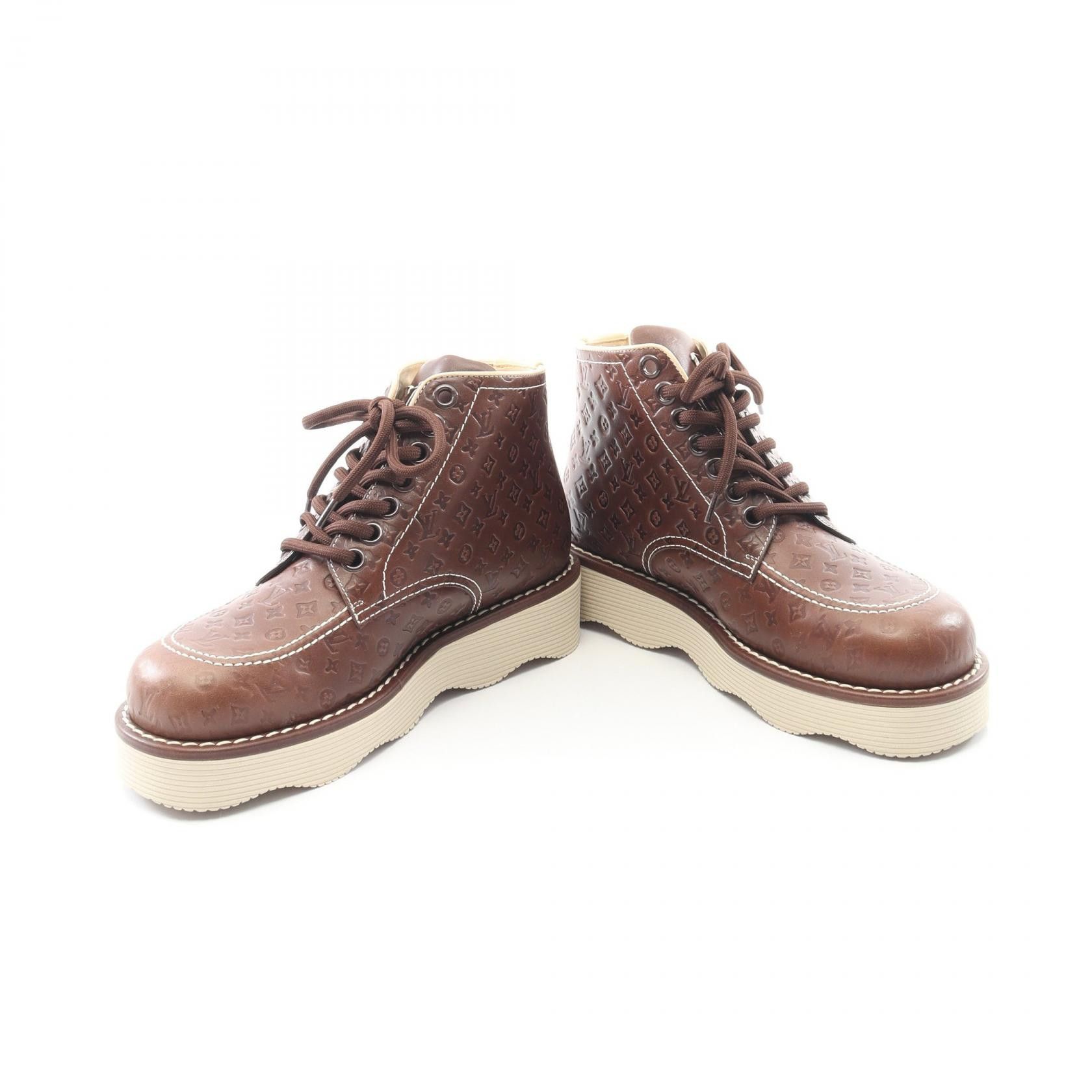 Louis Vuitton Louis Vuitton Louis Vuitton Tyler The Creator LV Waves Line Monogram Leather Boots Leather Shoes 1ACWDG DUTY FREE for USA Size ONE SIZE - 3 Thumbnail