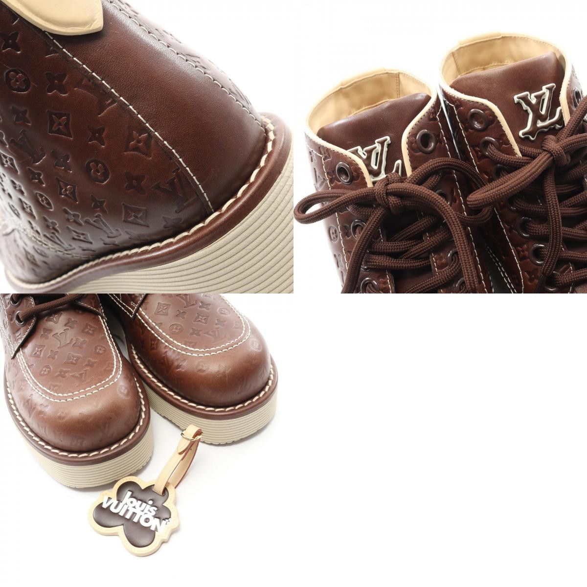 Louis Vuitton Louis Vuitton Louis Vuitton Tyler The Creator LV Waves Line Monogram Leather Boots Leather Shoes 1ACWDG DUTY FREE for USA Size ONE SIZE - 10 Thumbnail