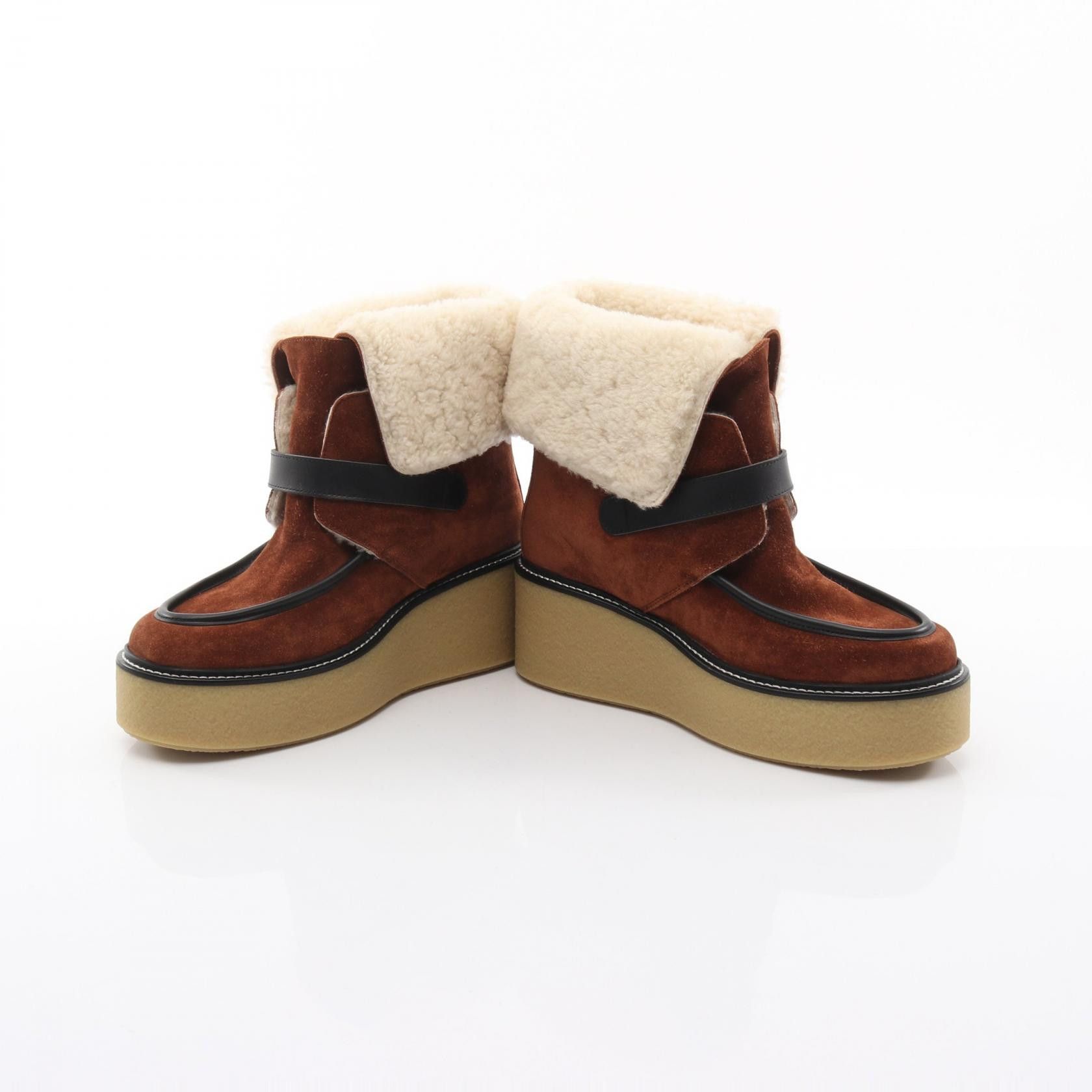 Hermes Hermes Hermes Emisphere Shearling Suede Boots Leather Shoes DUTY FREE for USA Size ONE SIZE - 3 Thumbnail