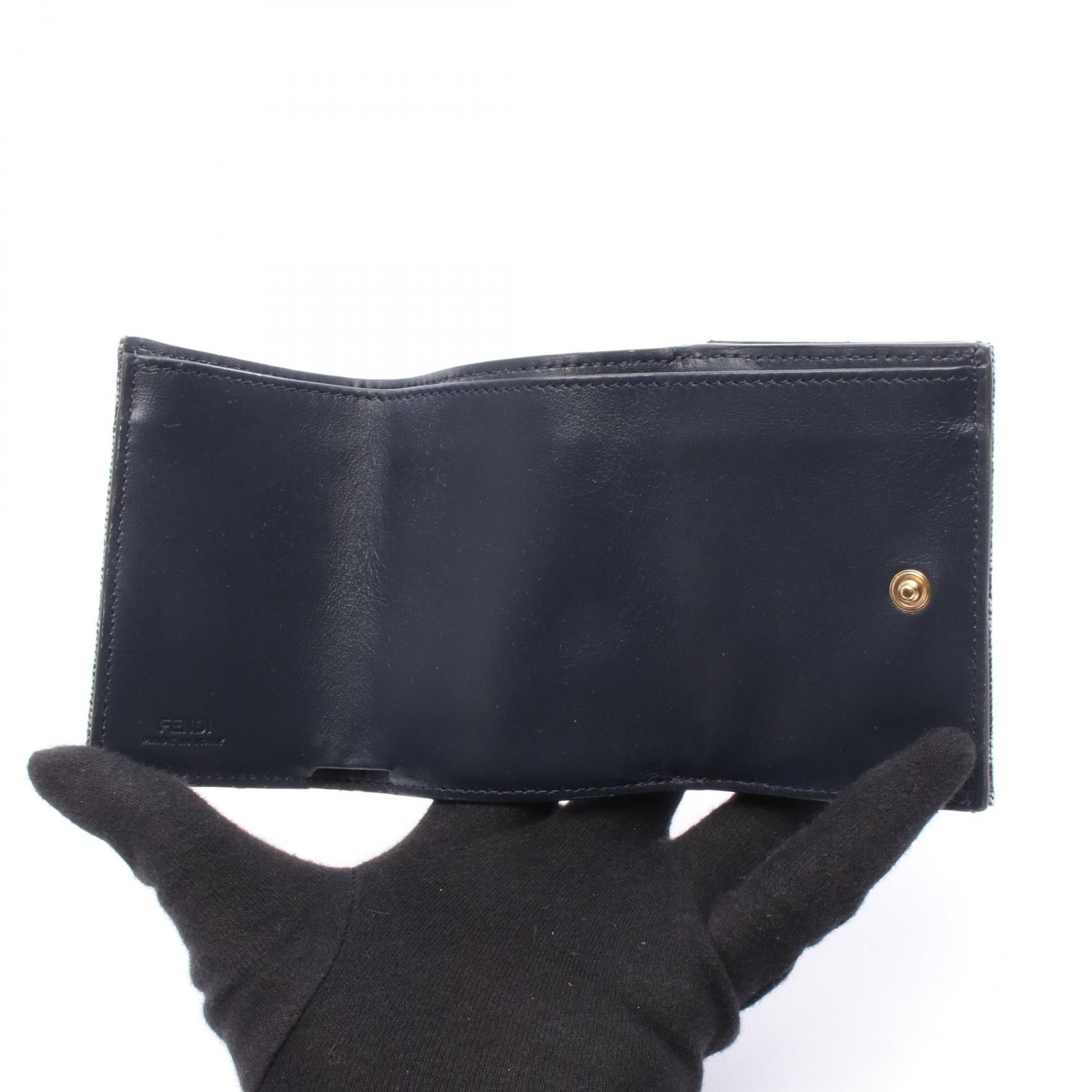 Fendi Fendi Fendi Baguette FF Jacquard Denim Trifold Wallet Textile Short Wallet 8M0395AUT4F1UJ5 DUTY FREE for USA Size ONE SIZE - 3 Thumbnail
