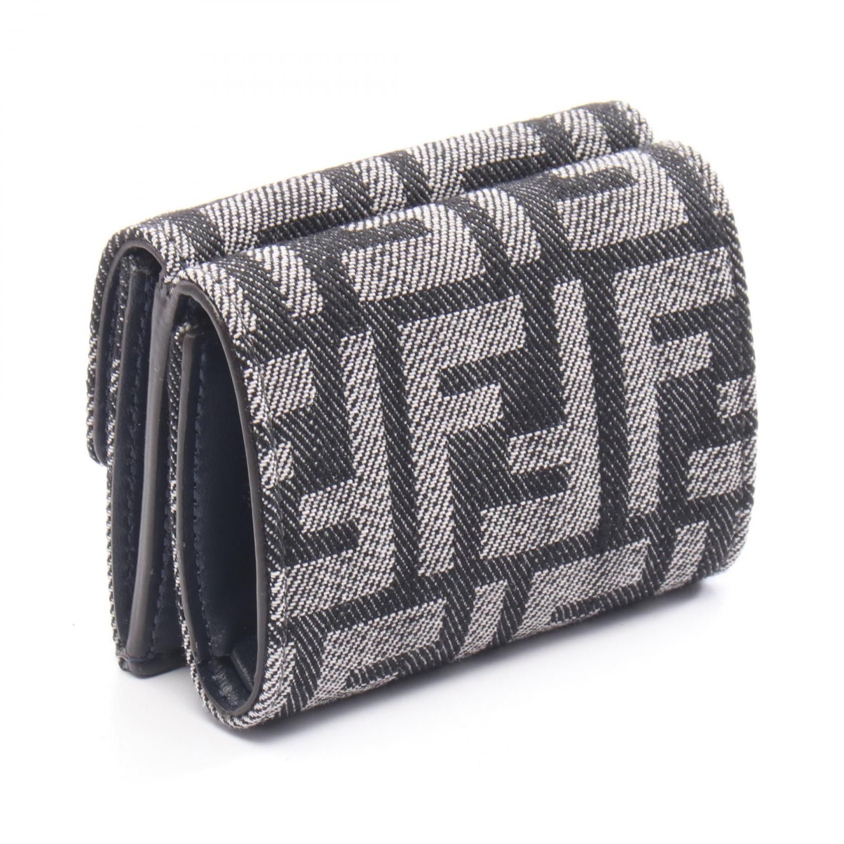 Fendi Fendi Fendi Baguette FF Jacquard Denim Trifold Wallet Textile Short Wallet 8M0395AUT4F1UJ5 DUTY FREE for USA Size ONE SIZE - 2 Thumbnail