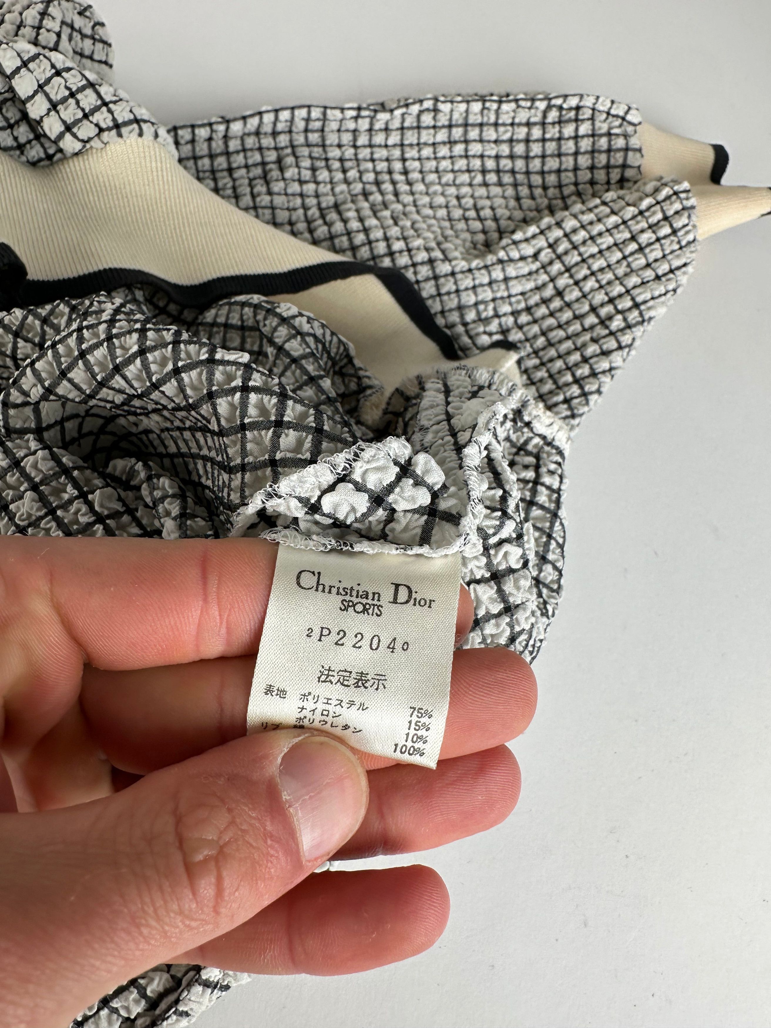 Dior Vintage Sports CD Logo Textured Checkered Pullover Cream Bla Size M / US 6-8 / IT 42-44 - 10 Thumbnail