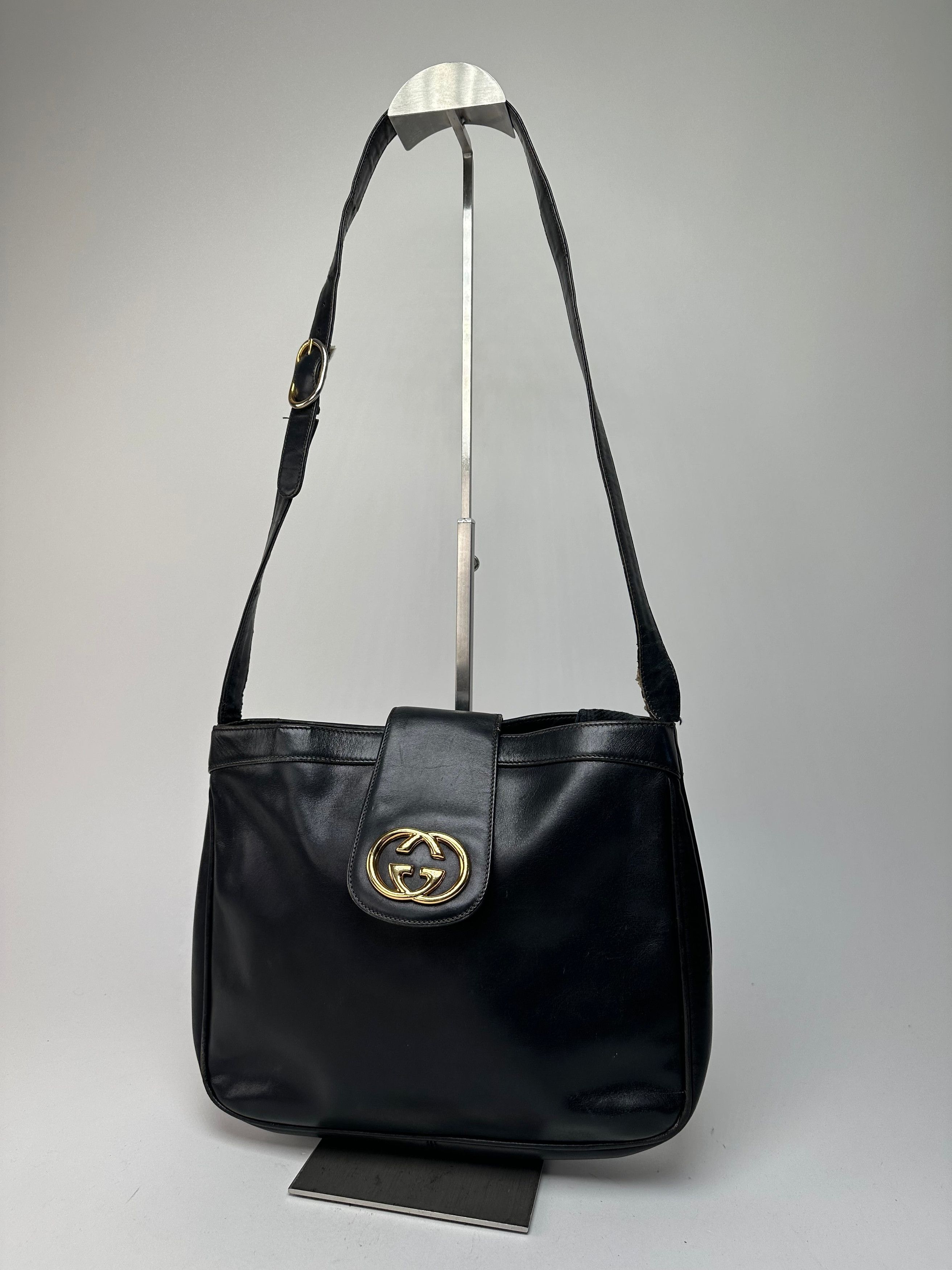 Gucci Vintage Smooth Leather Shoulder Bag Black Size ONE SIZE - 6 Thumbnail