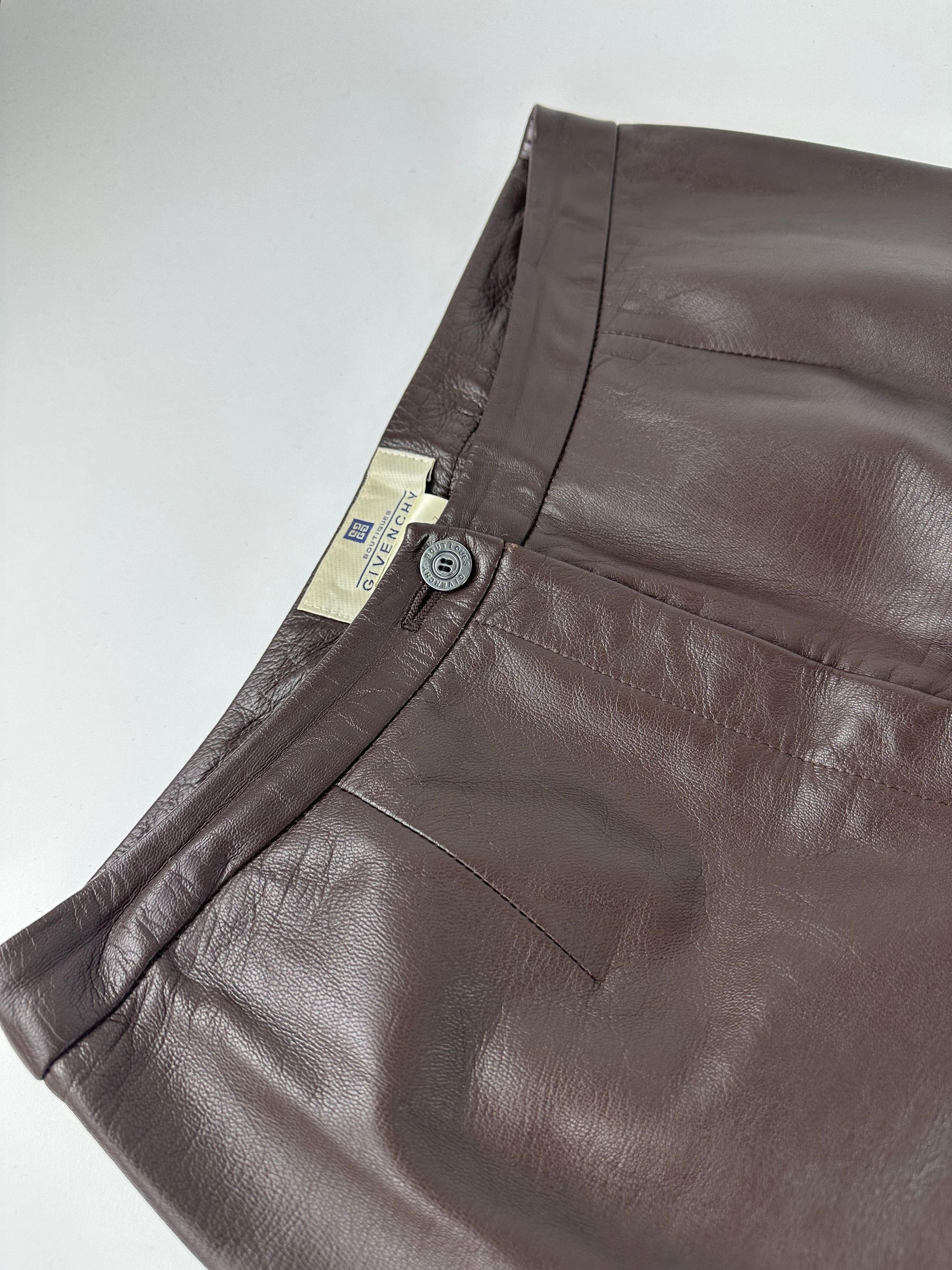 Givenchy Vintage Boutique Lambskin Leather Trousers Brown S Size 27" / US 4 / IT 40 - 6 Thumbnail