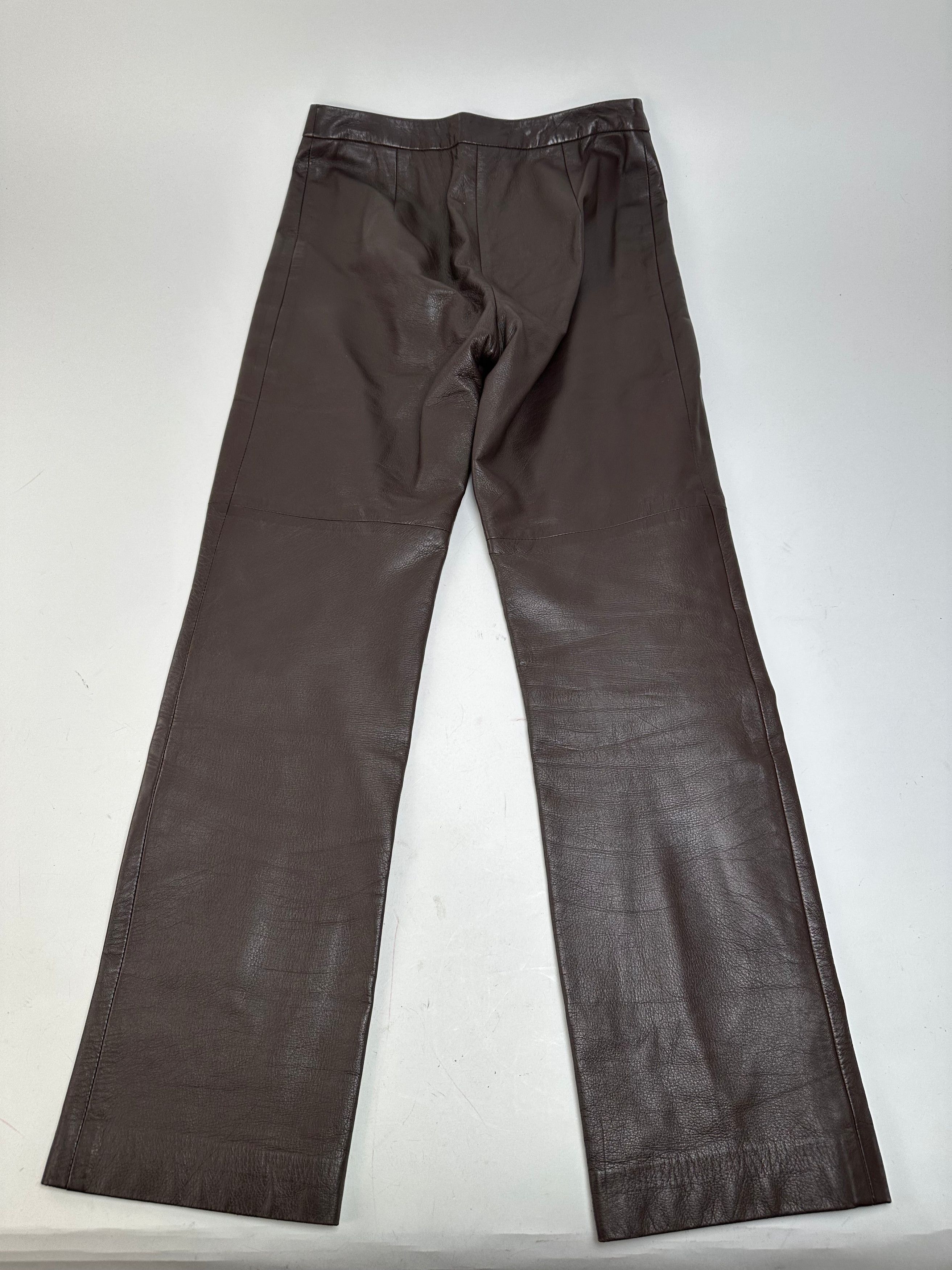 Givenchy Vintage Boutique Lambskin Leather Trousers Brown S Size 27" / US 4 / IT 40 - 2 Thumbnail