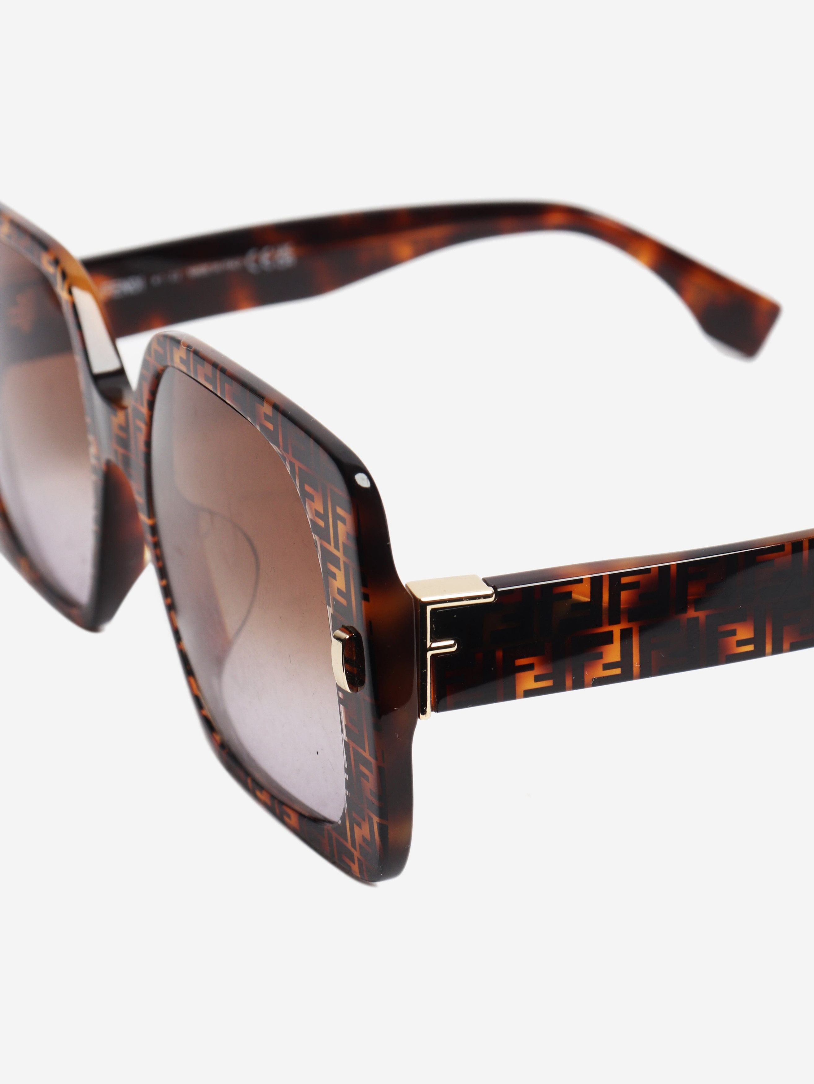 Fendi Brown FF tortoise shell square-frame sunglasses Size ONE SIZE - 5 Thumbnail